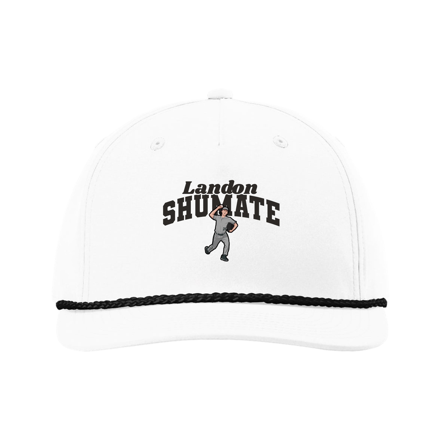 Five-Panel Classic Rope Cap — Signature Arch in White