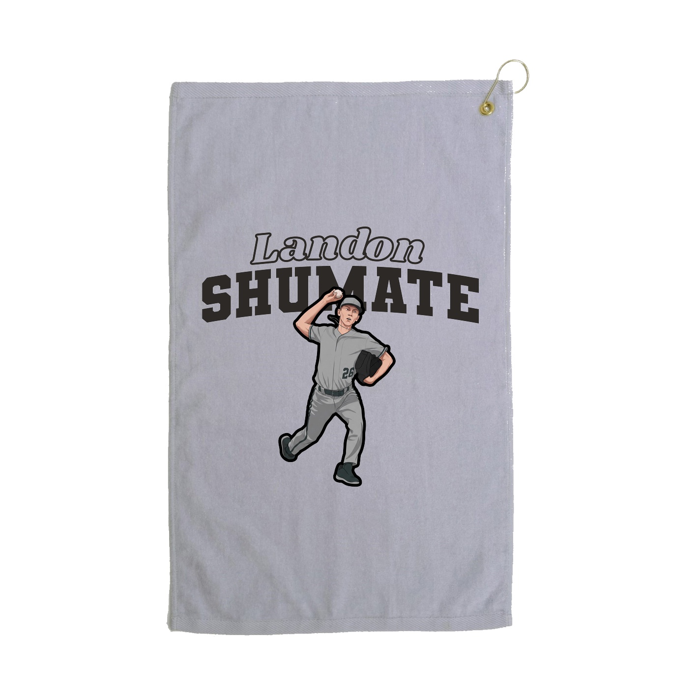 Golf Towel — Name Arch in Grey