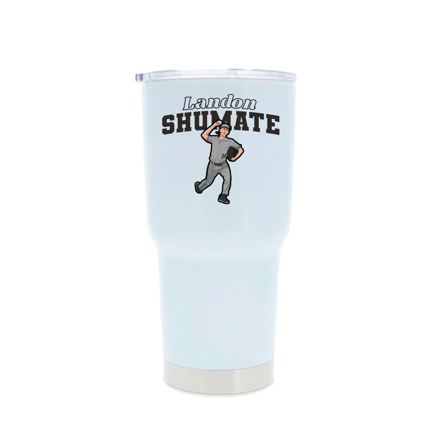 30oz Stainless Steel Tumbler — Name Arch in White