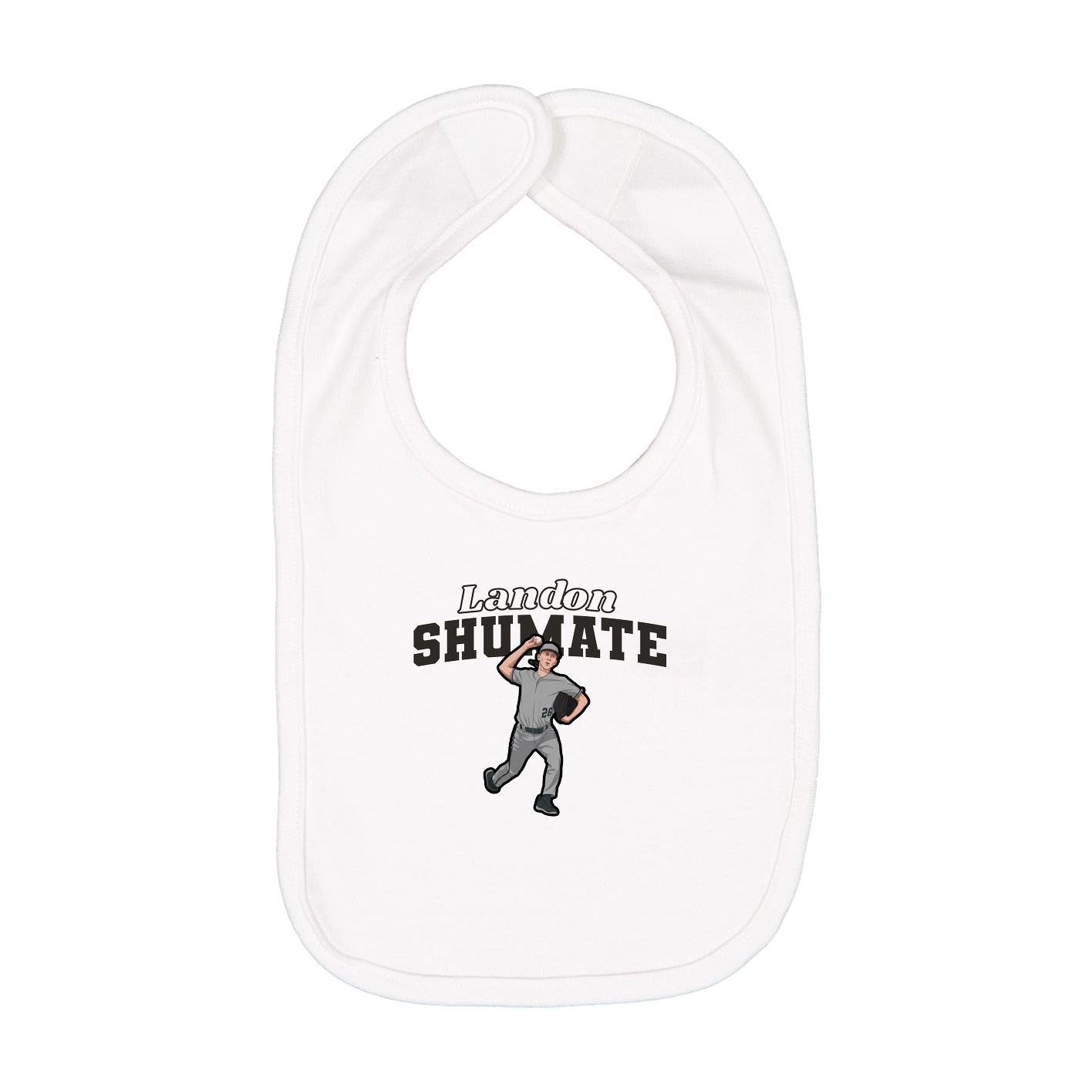 Infant Bib — Name Arch in White