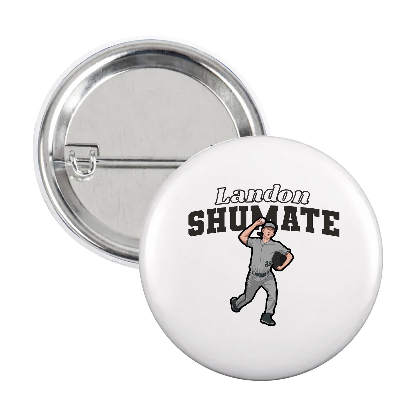 Game Day Button — Name Arch in White