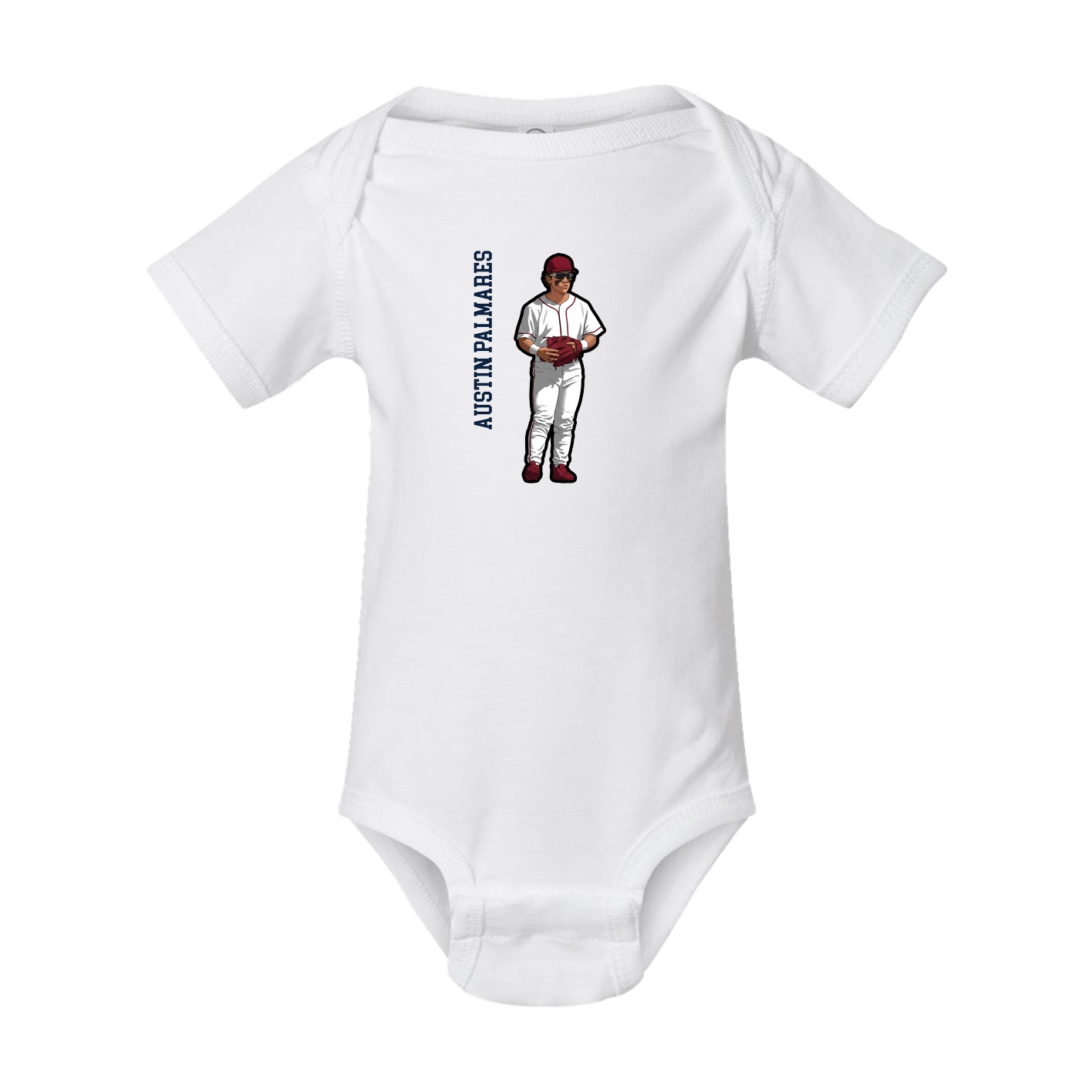 Baby Onesie — Name Vertical in White