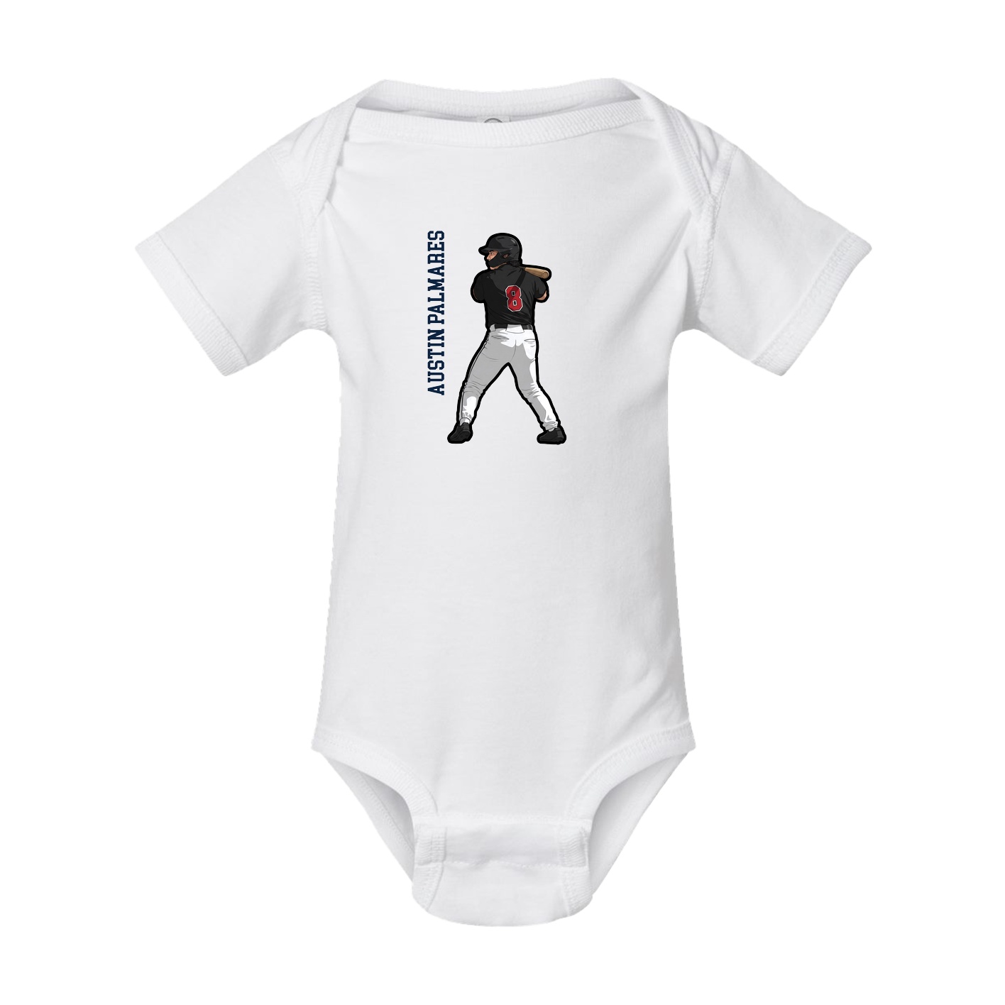 Baby Onesie — Name Vertical in White