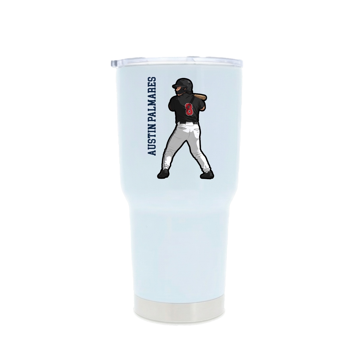 30oz Stainless Steel Tumbler — Name Vertical in White