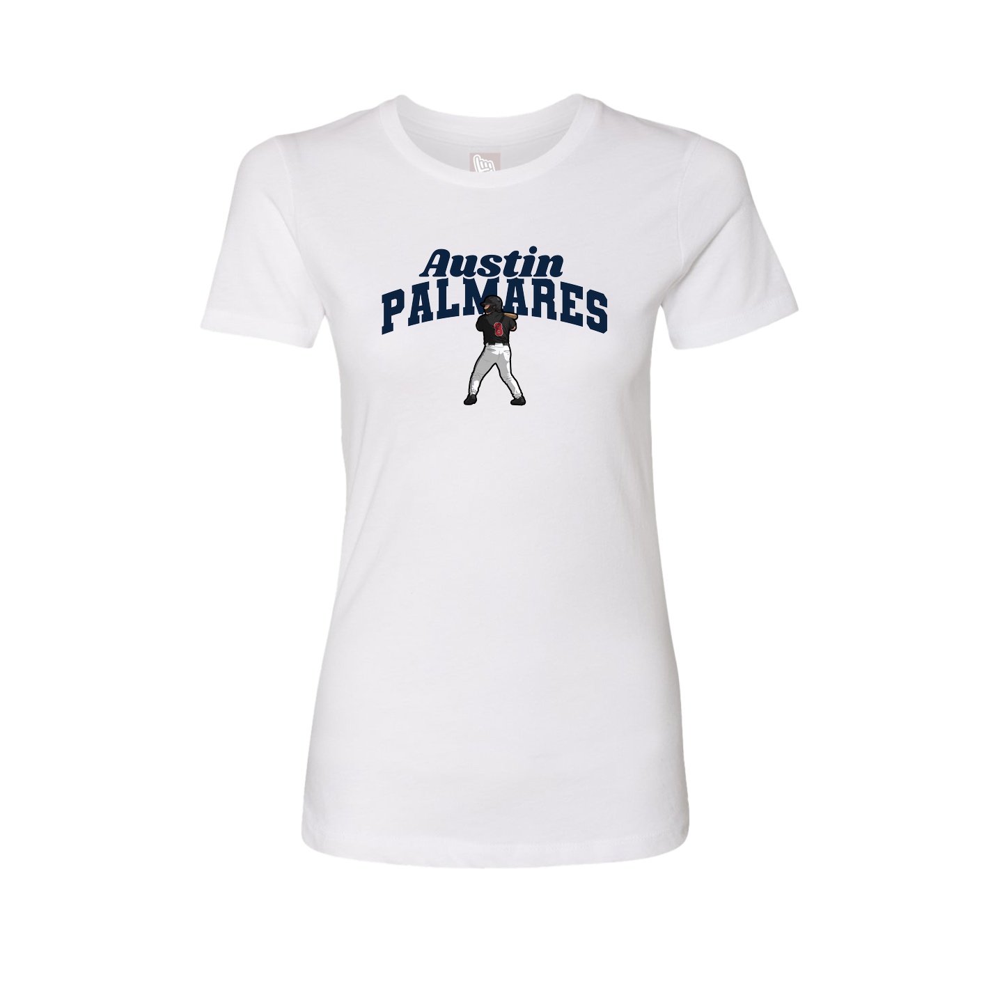 Fitted Women's Tee — Signature Arch in White