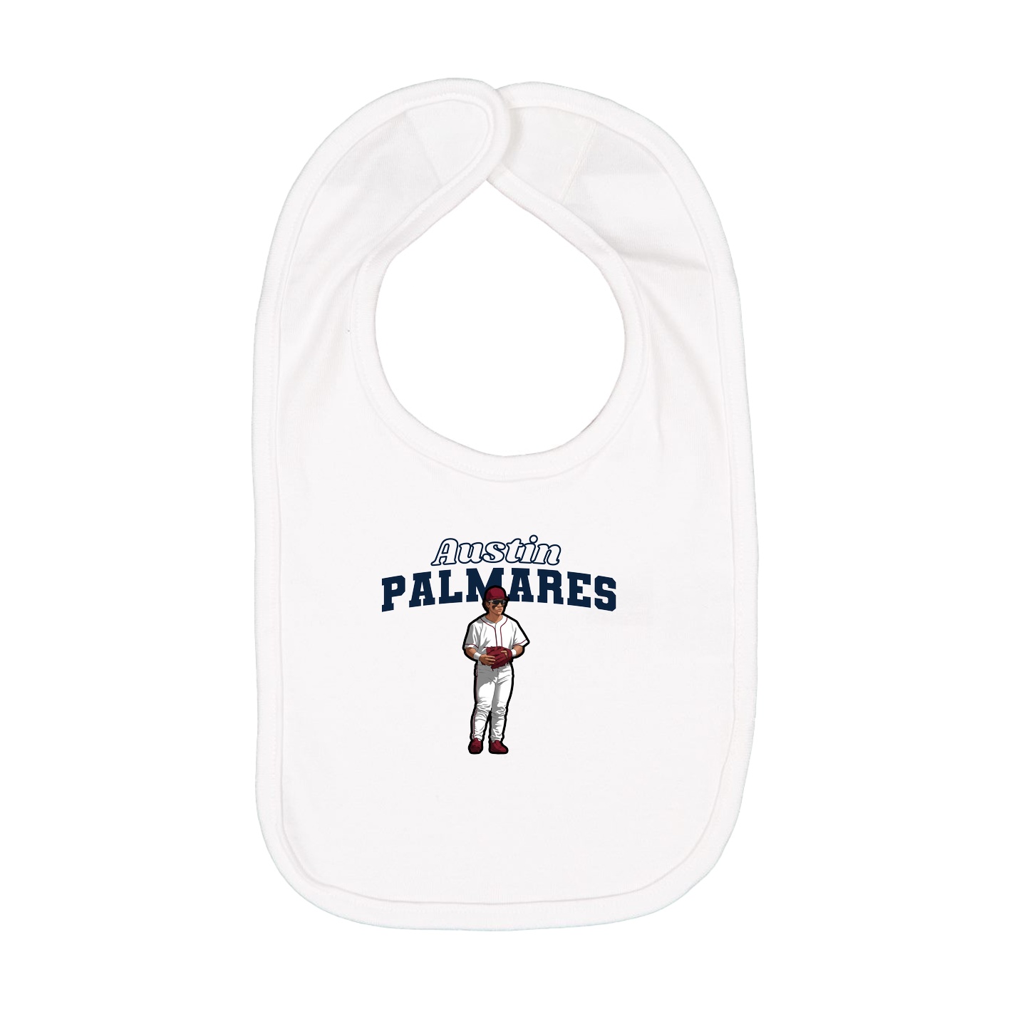Infant Bib — Name Arch in White