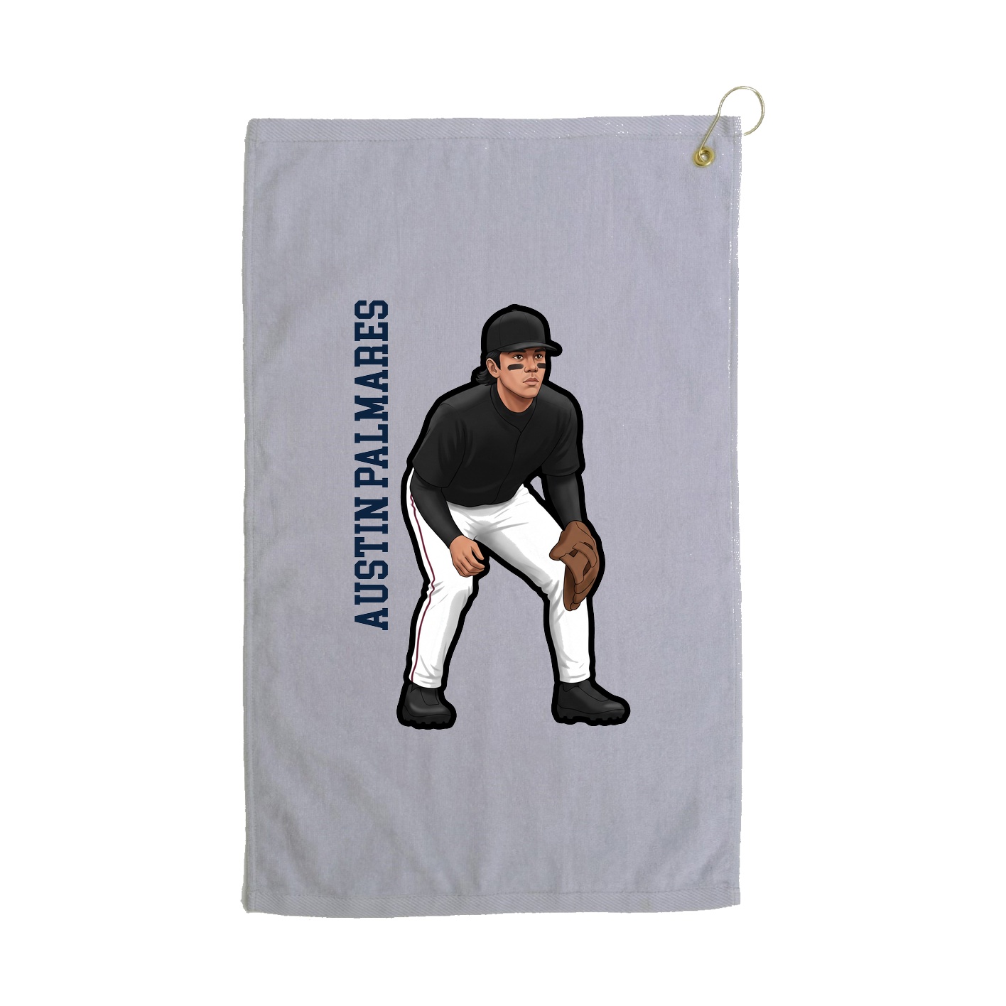 Golf Towel — Name Vertical in Grey