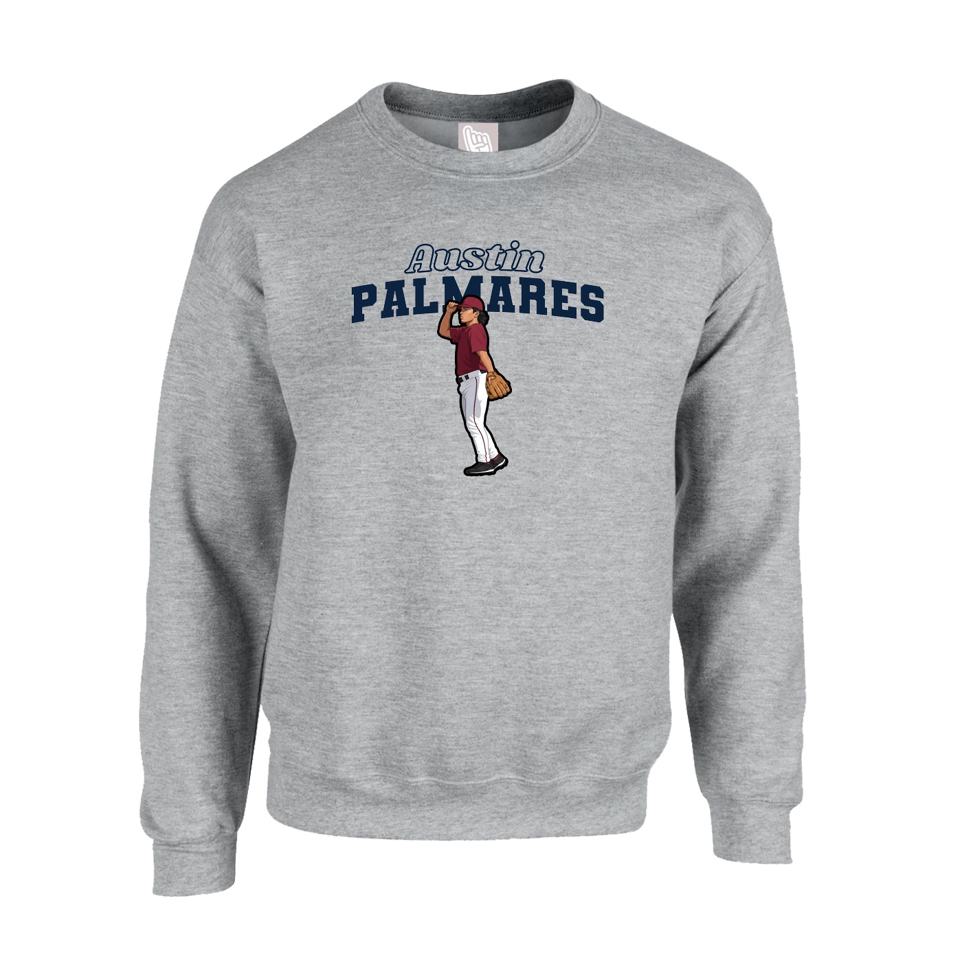 Fleece Crew — Name Arch in Grey