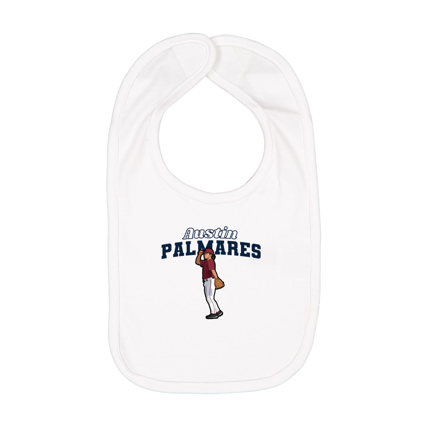 Infant Bib — Name Arch in White