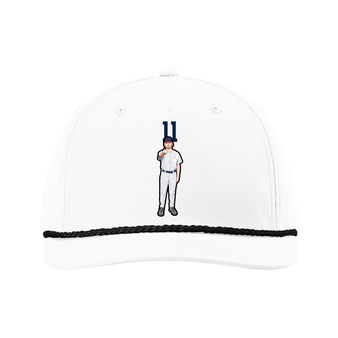Five-Panel Classic Rope Cap — Number Top in White