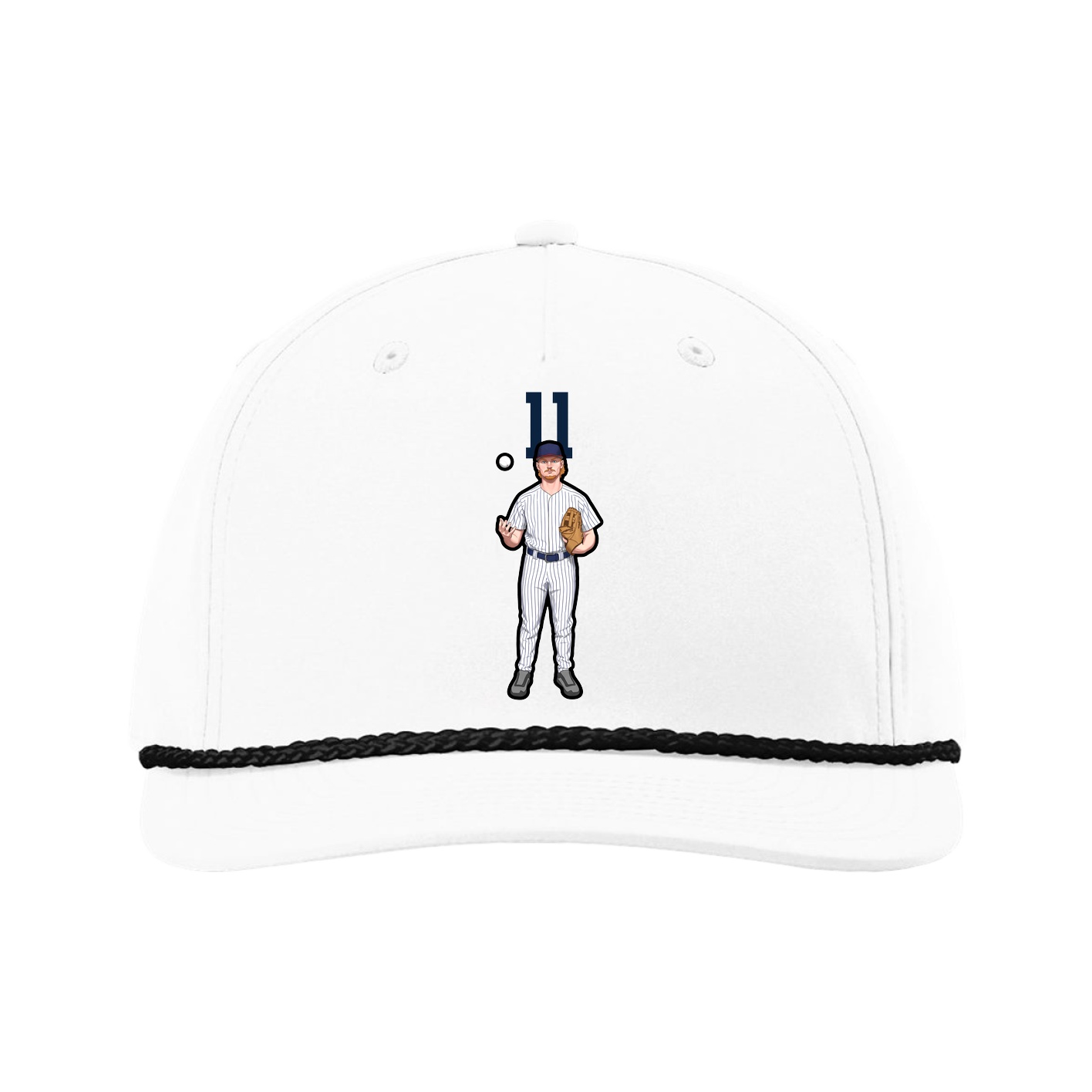 Five-Panel Classic Rope Cap — Number Top in White