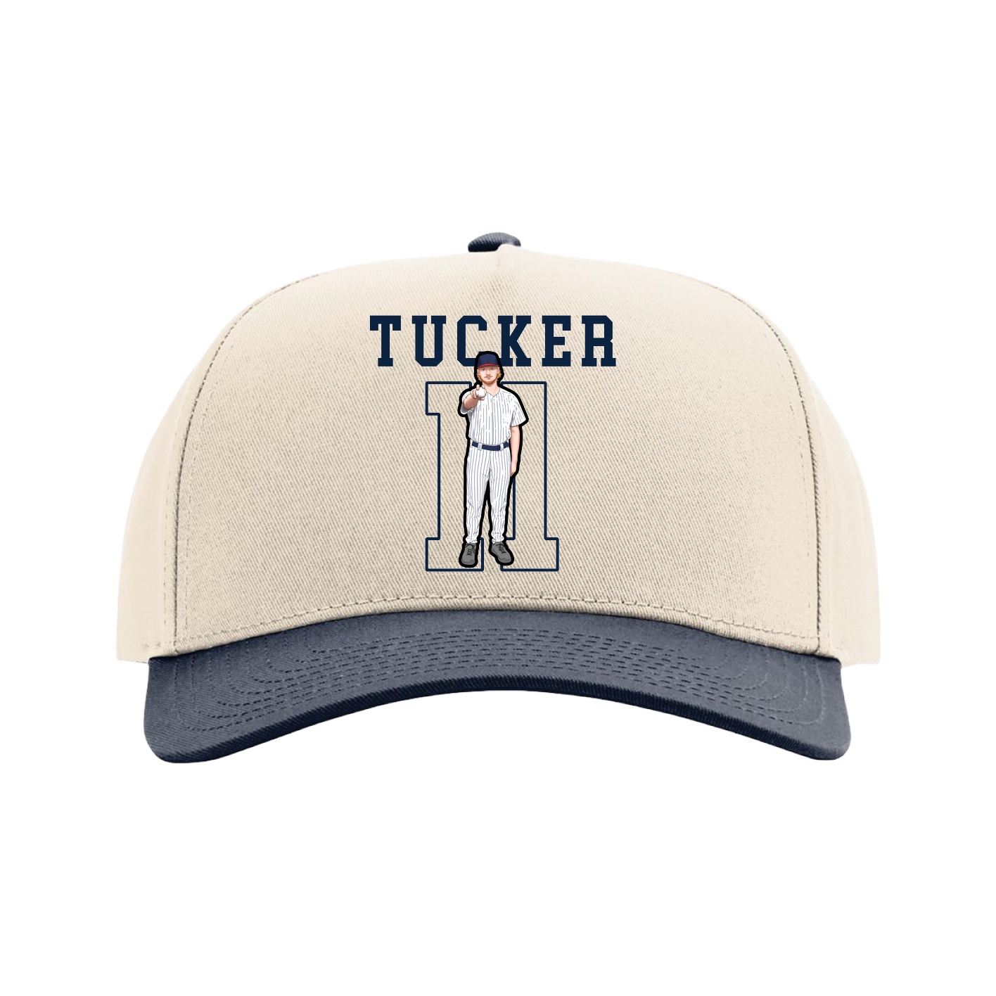 Full Fabric Five-Panel Champ Cap — Shirsey in Cream/Navy