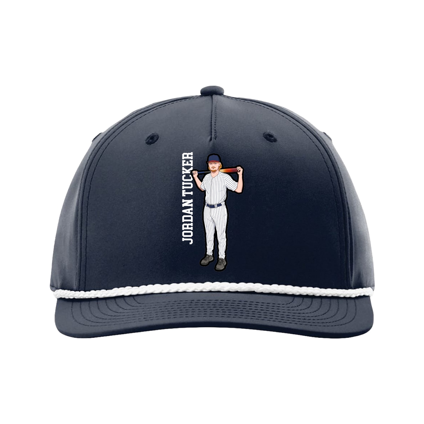 Five-Panel Classic Rope Cap — Name Vertical in Navy
