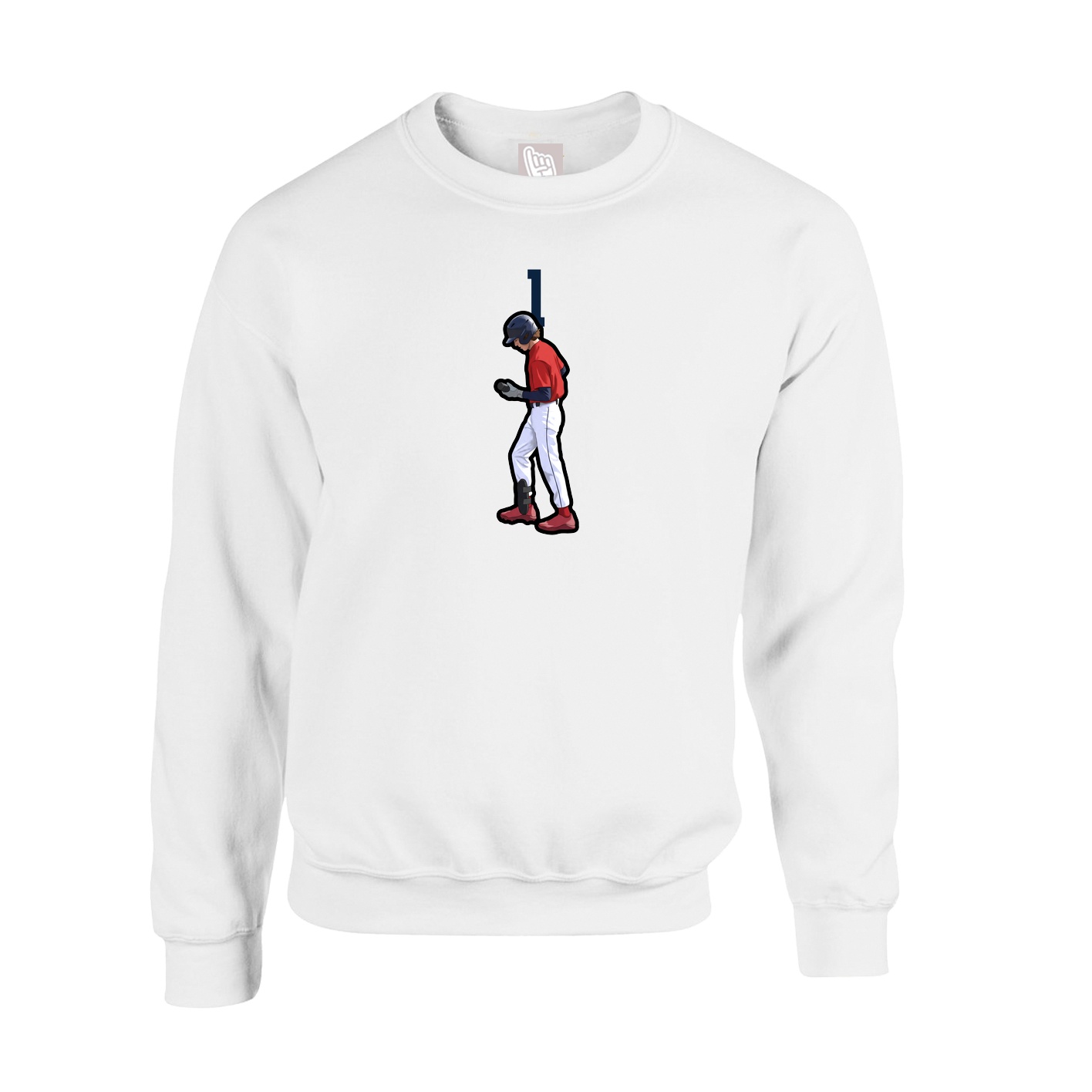 Fleece Crew — Number Top in White