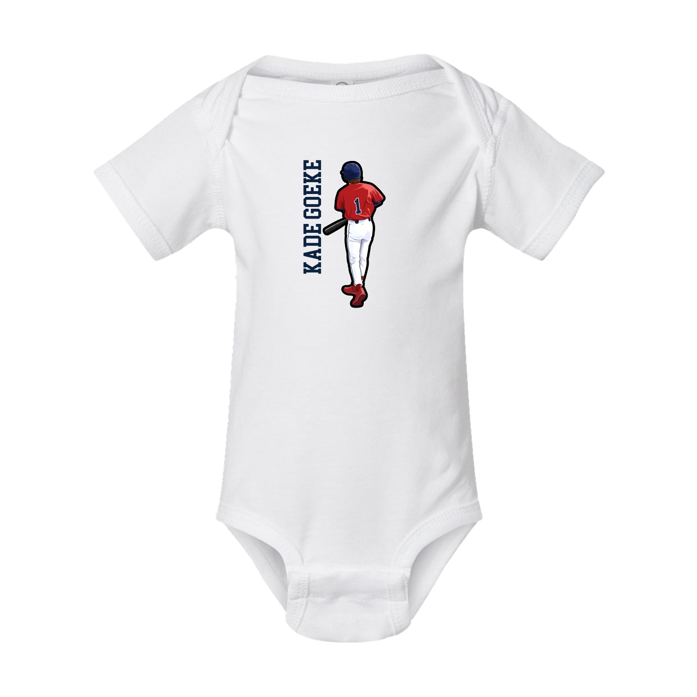 Baby Onesie — Name Vertical in White