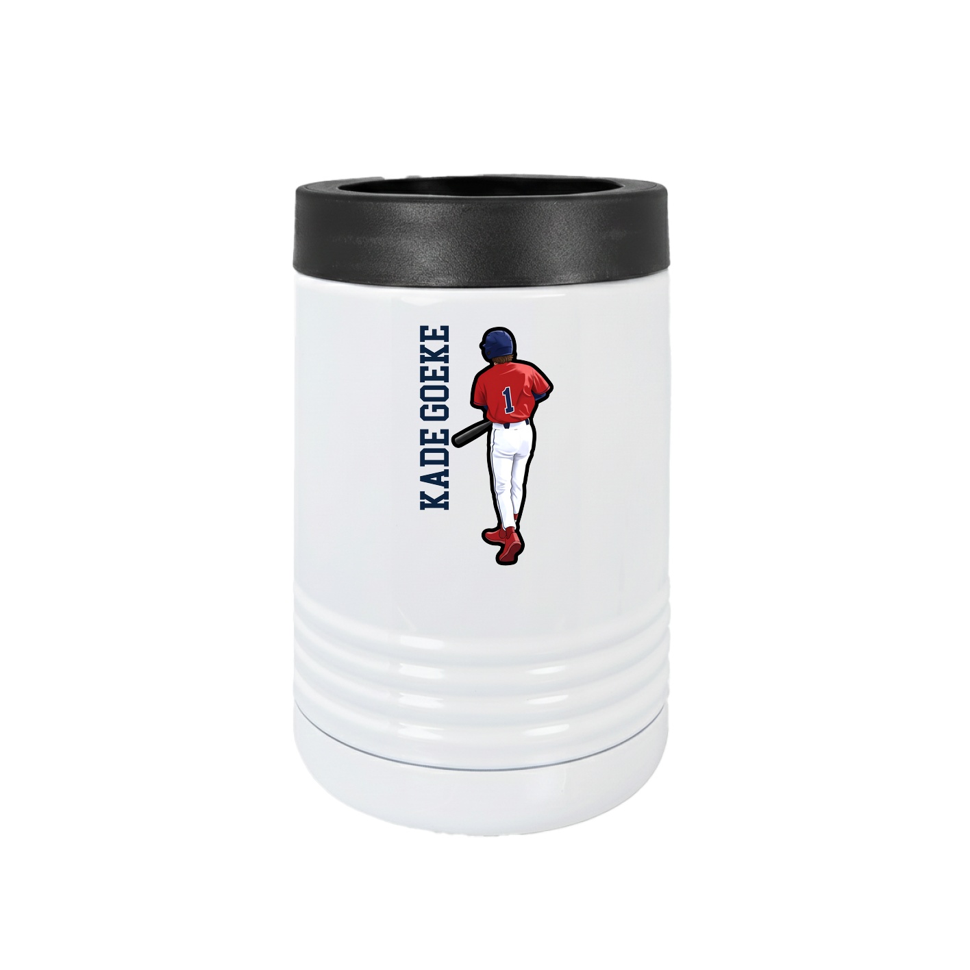 Beverage Holder — Name Vertical in White