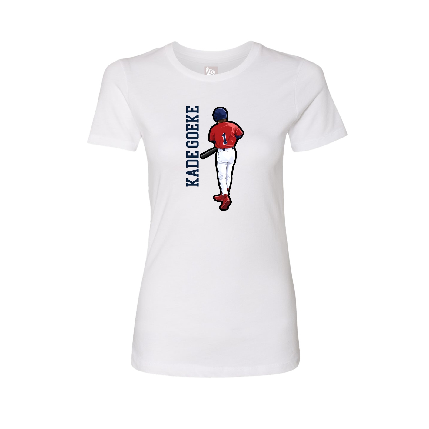 Womens Tee — Name Vertical in White