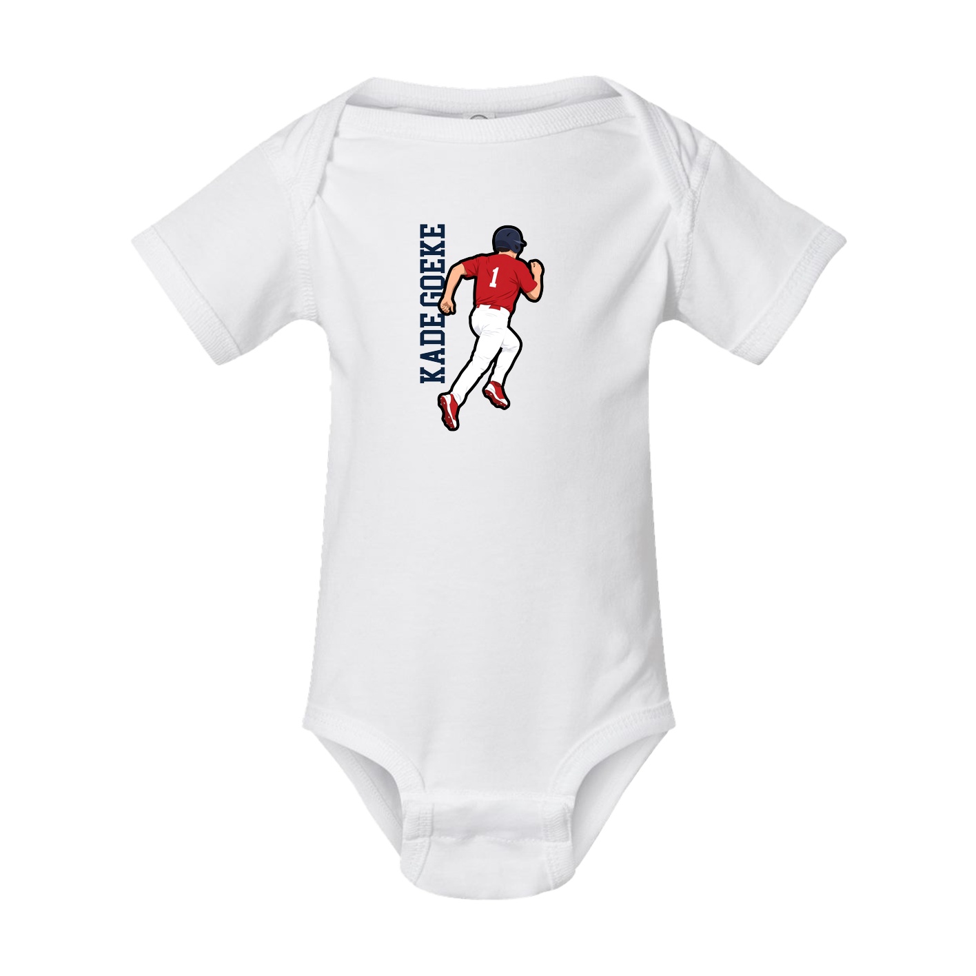 Baby Onesie — Name Vertical in White