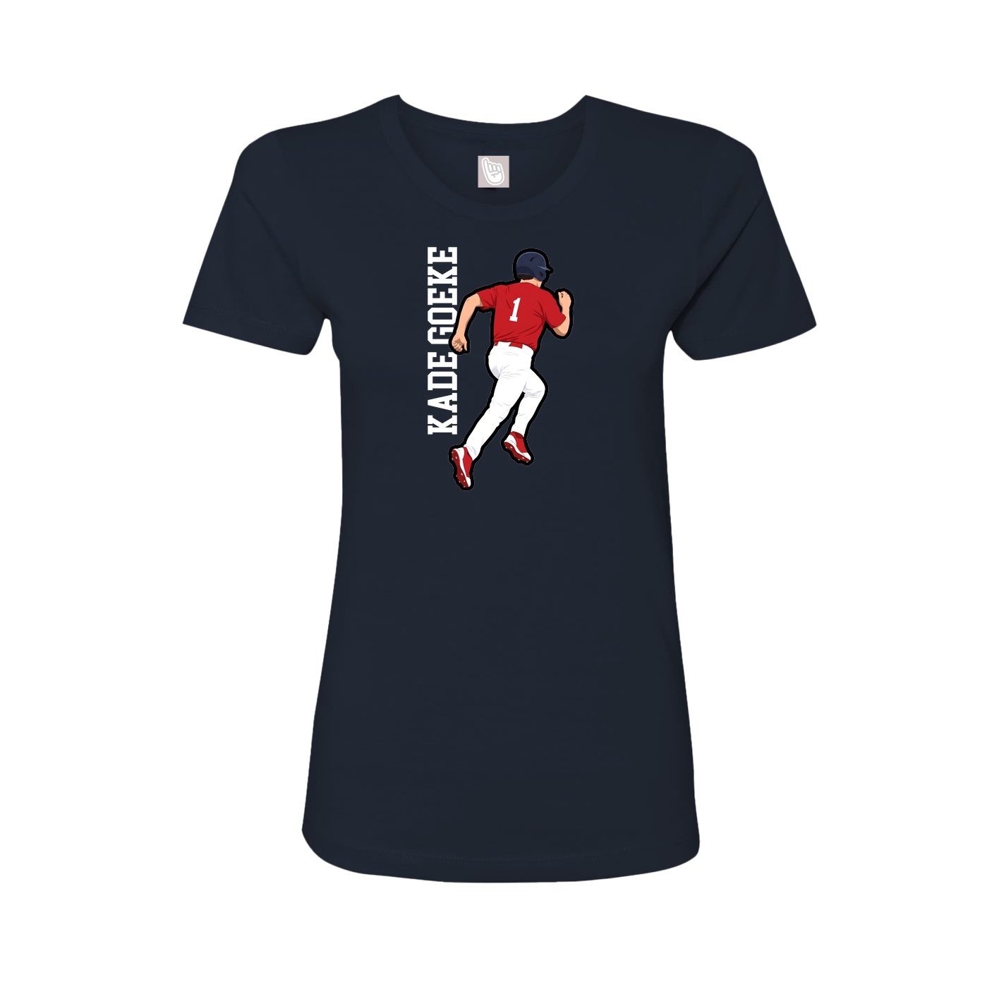 Womens Tee — Name Vertical in Navy