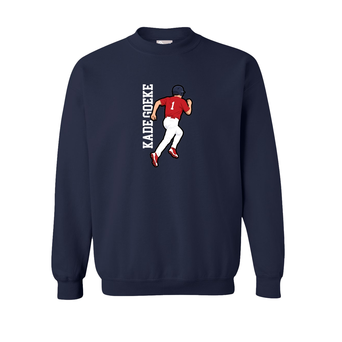 Fleece Crew — Name Vertical in Navy