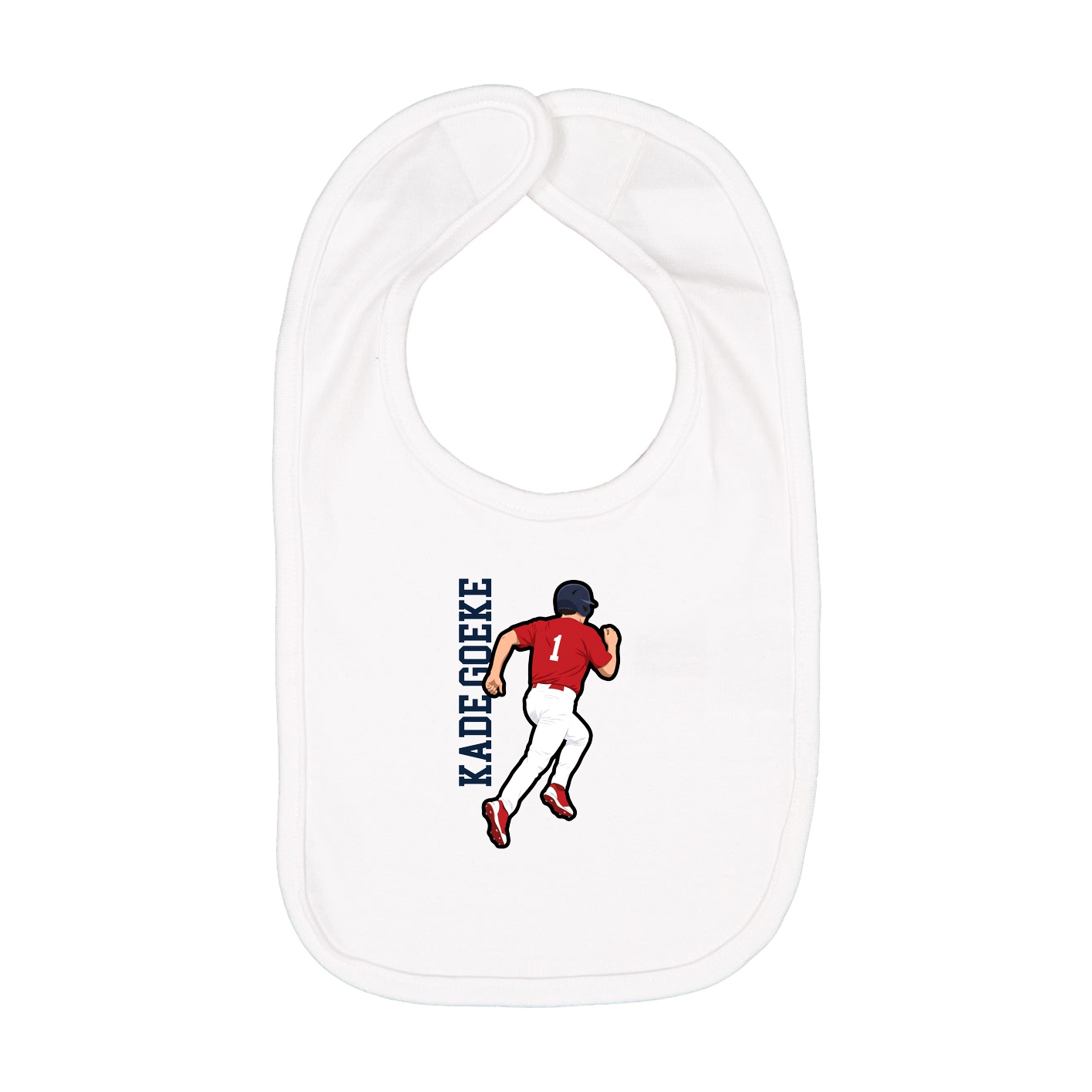 Infant Bib — Name Vertical in White