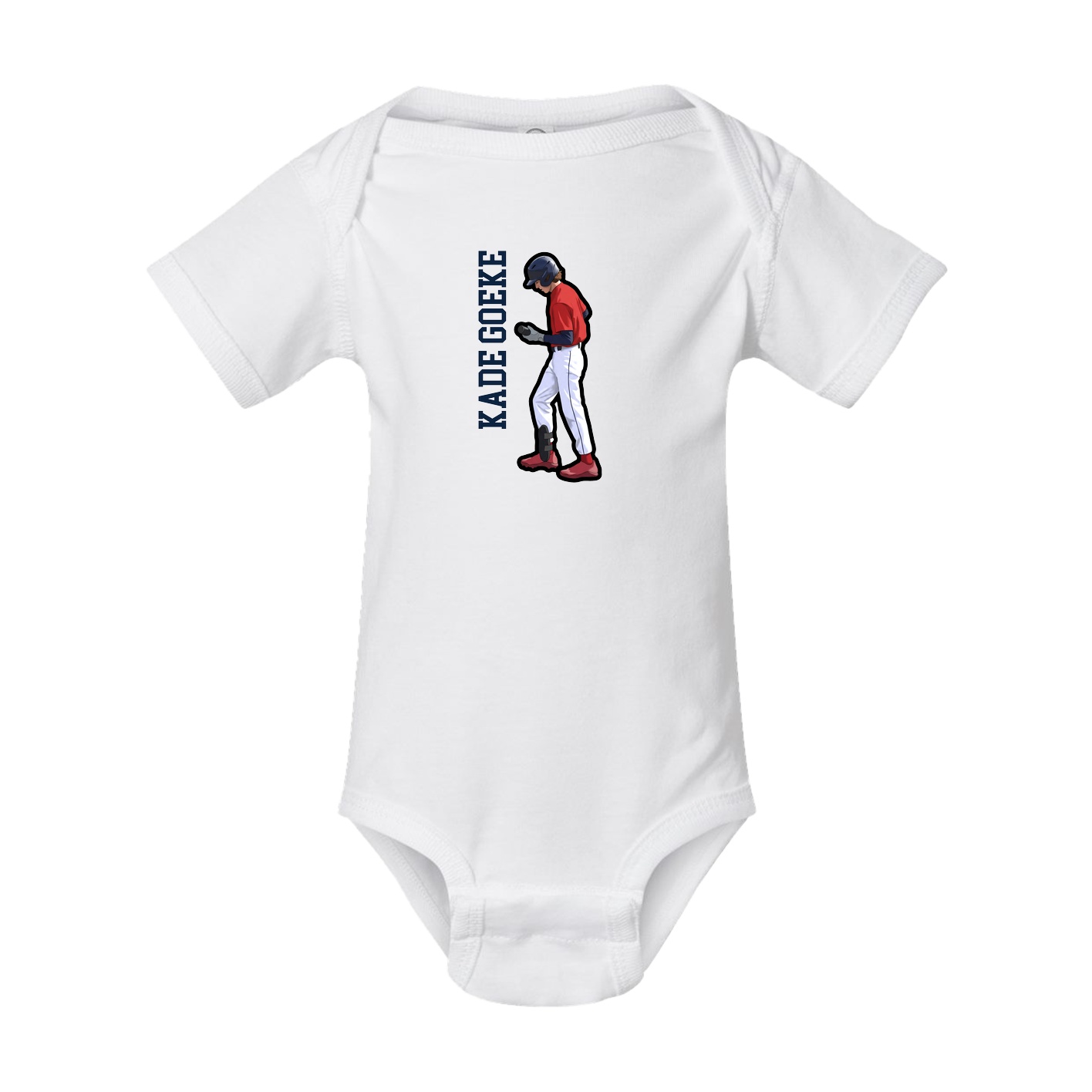 Baby Onesie — Name Vertical in White