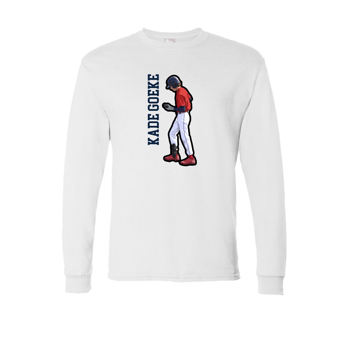Long Sleeve Tee — Name Vertical in White