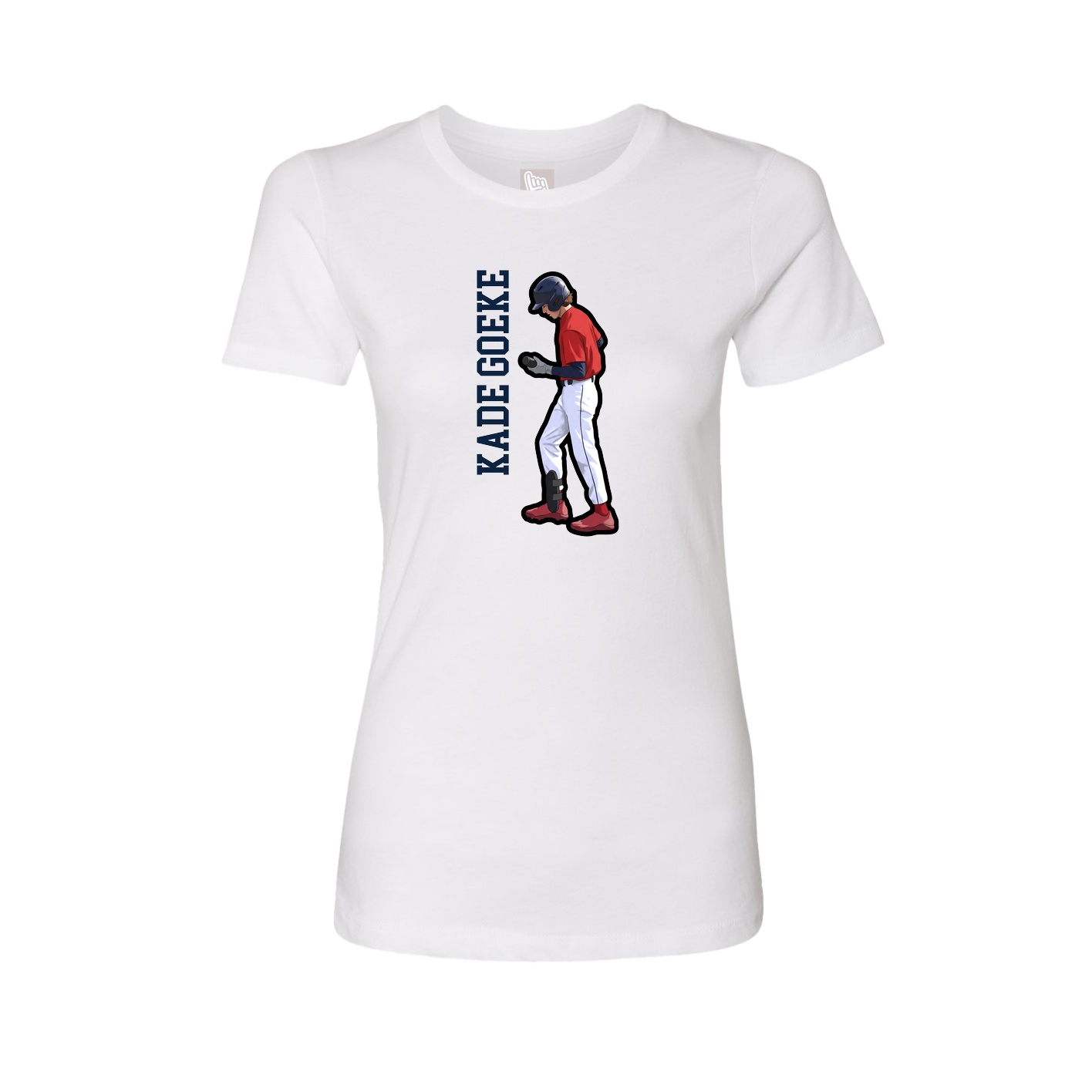 Womens Tee — Name Vertical in White