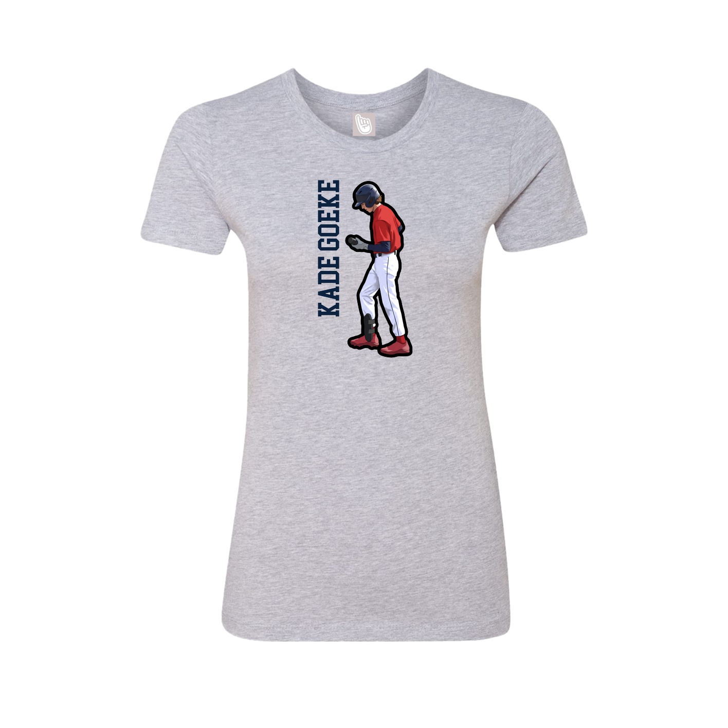 Fitted Women's Tee — Name Vertical in Grey
