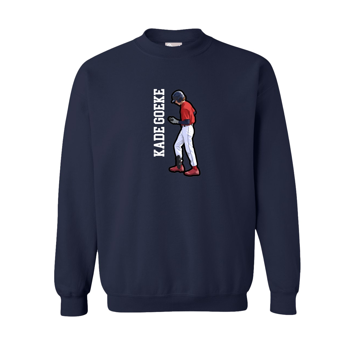 Fleece Crew — Name Vertical in Navy
