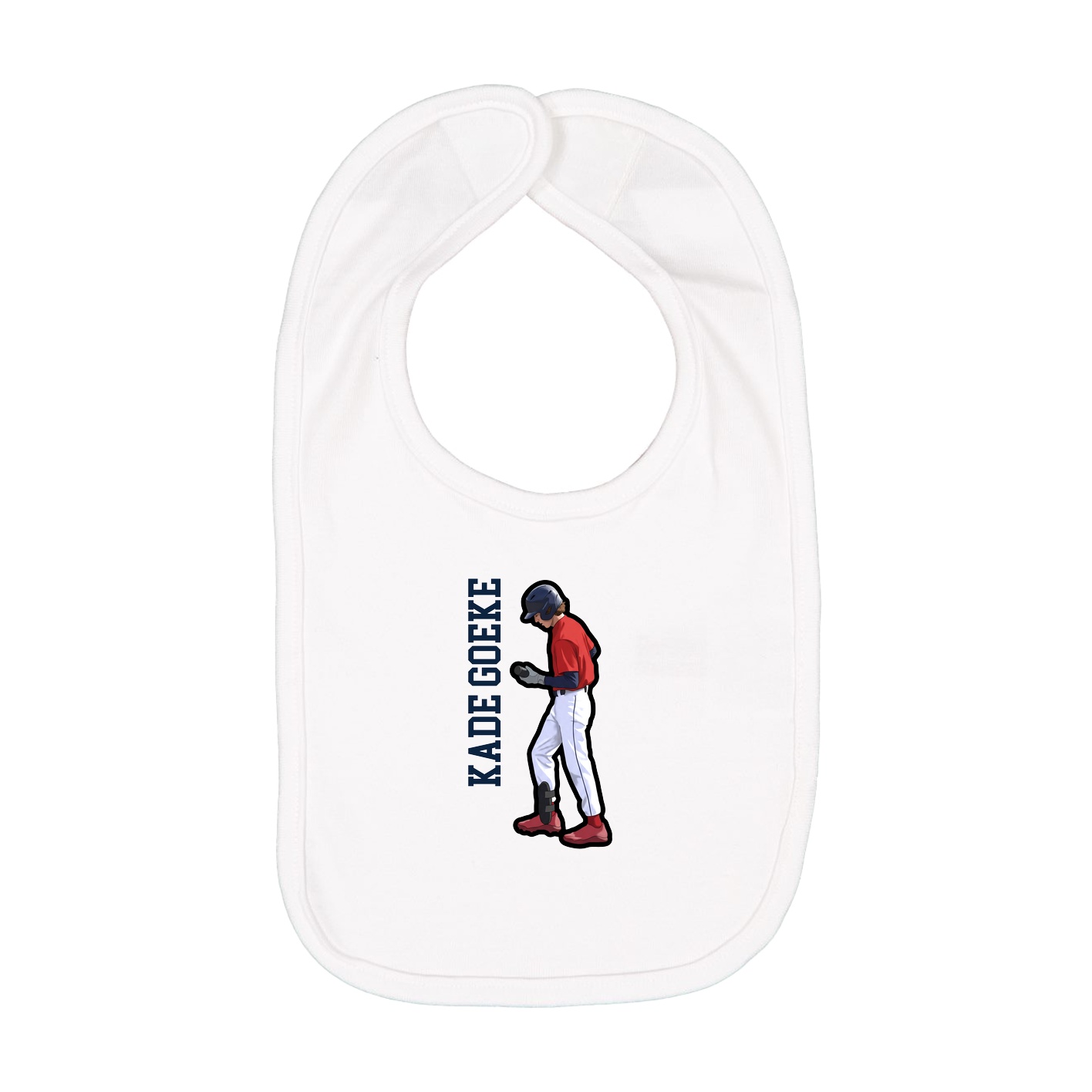 Infant Bib — Name Vertical in White