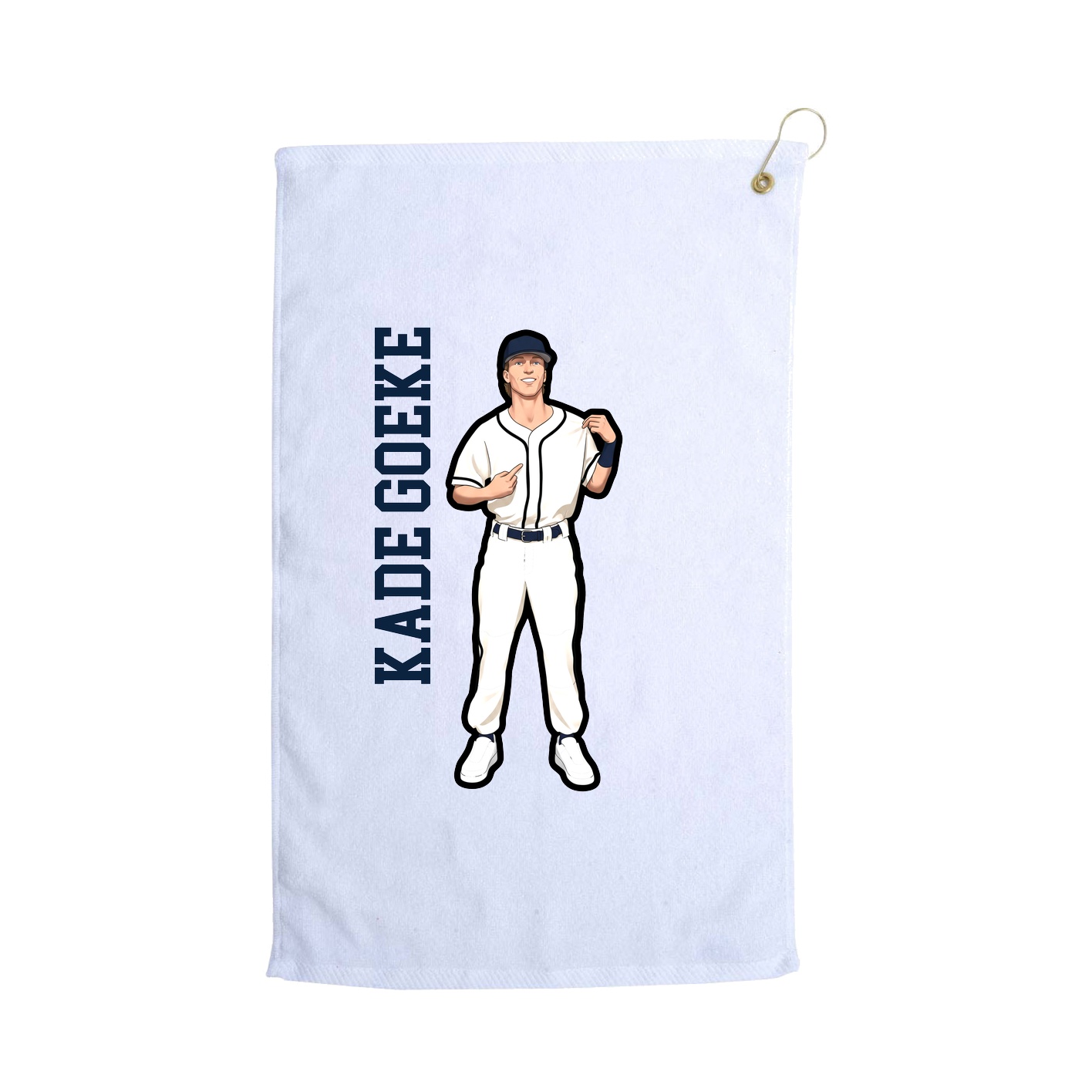 Golf Towel — Name Vertical in White