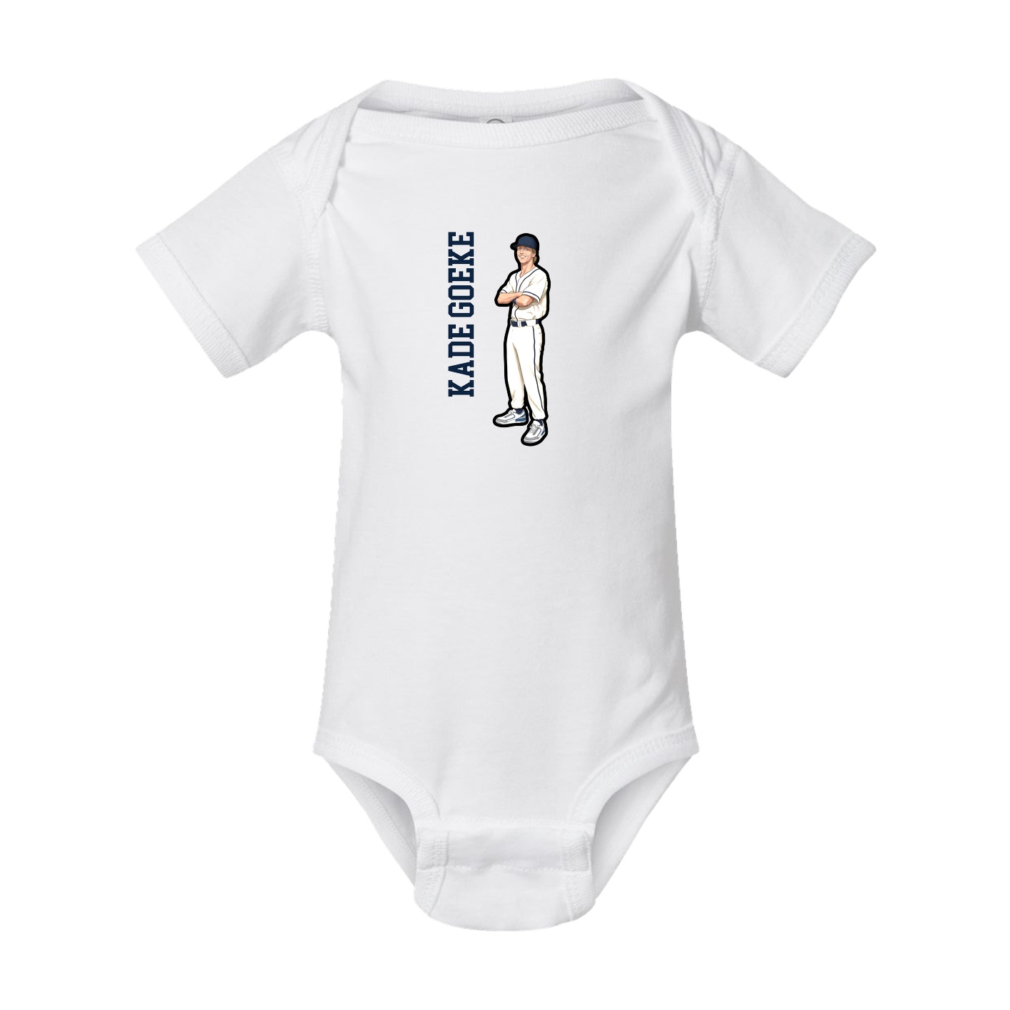 Baby Onesie — Name Vertical in White