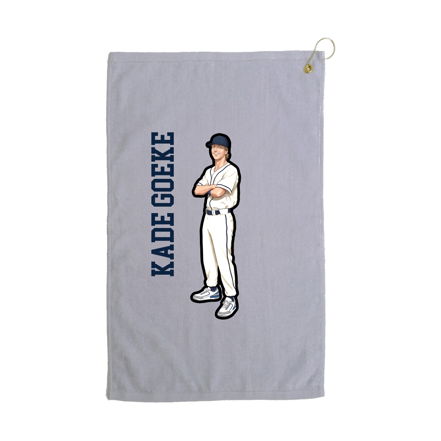 Golf Towel — Name Vertical in Grey