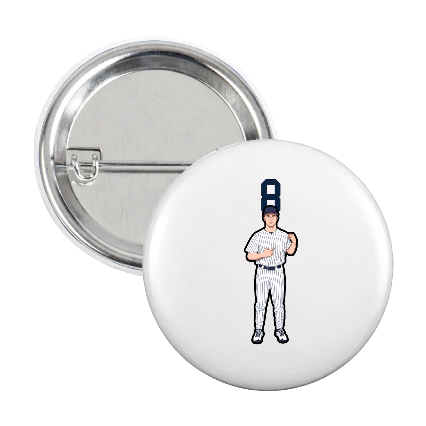 Game Day Button — Number Top in White