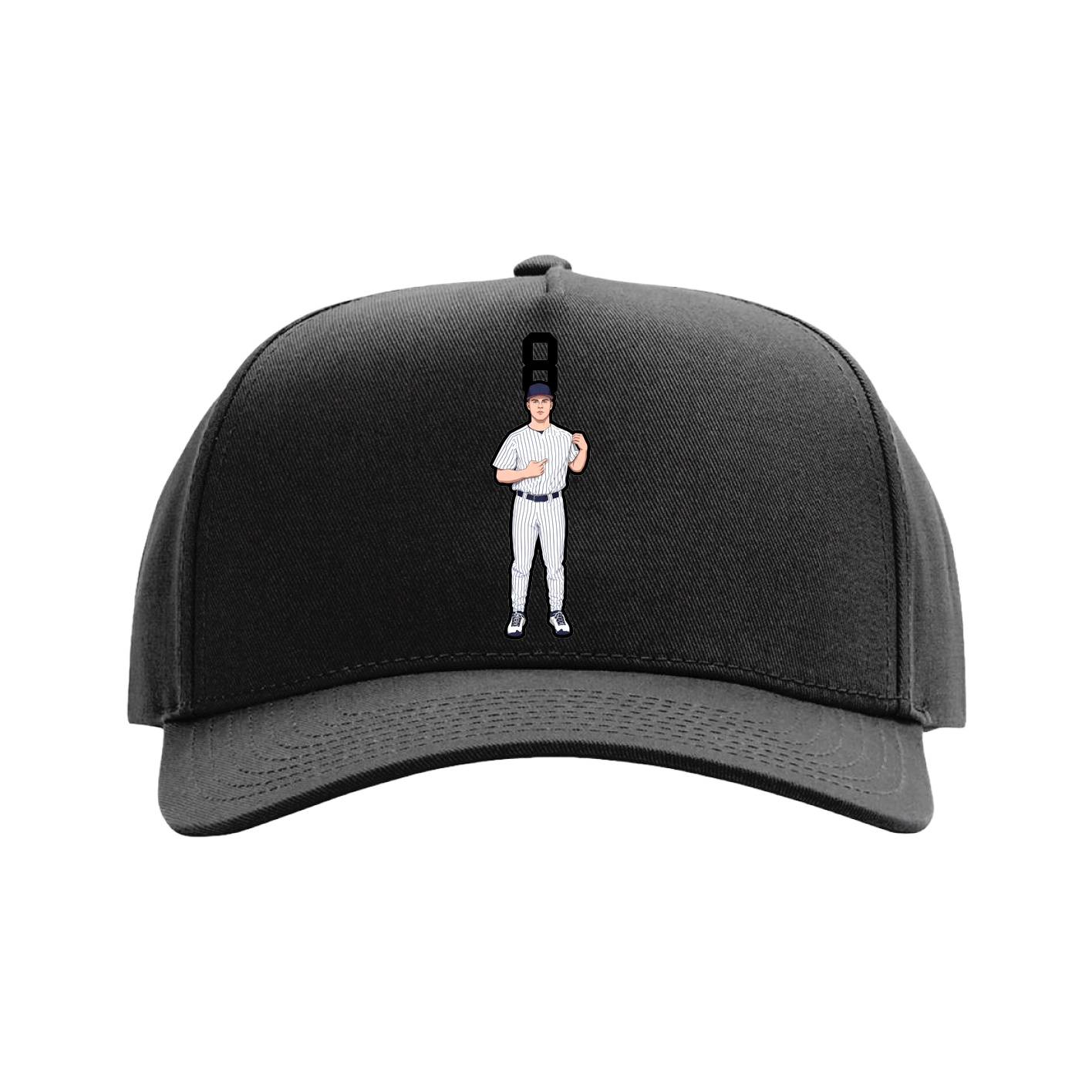 Full Fabric Five-Panel Champ Cap — Number Top in Black