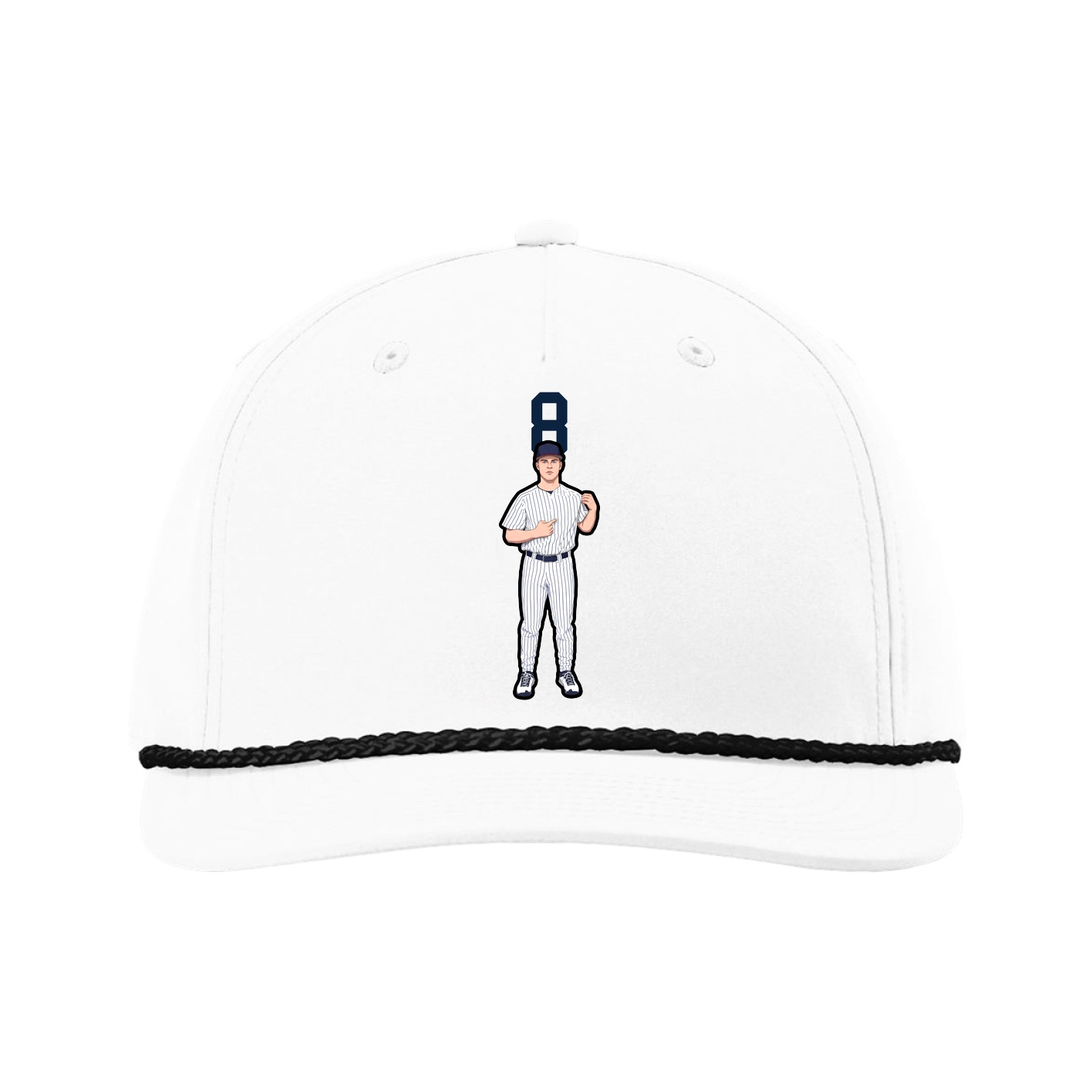 Five-Panel Classic Rope Cap — Number Top in White