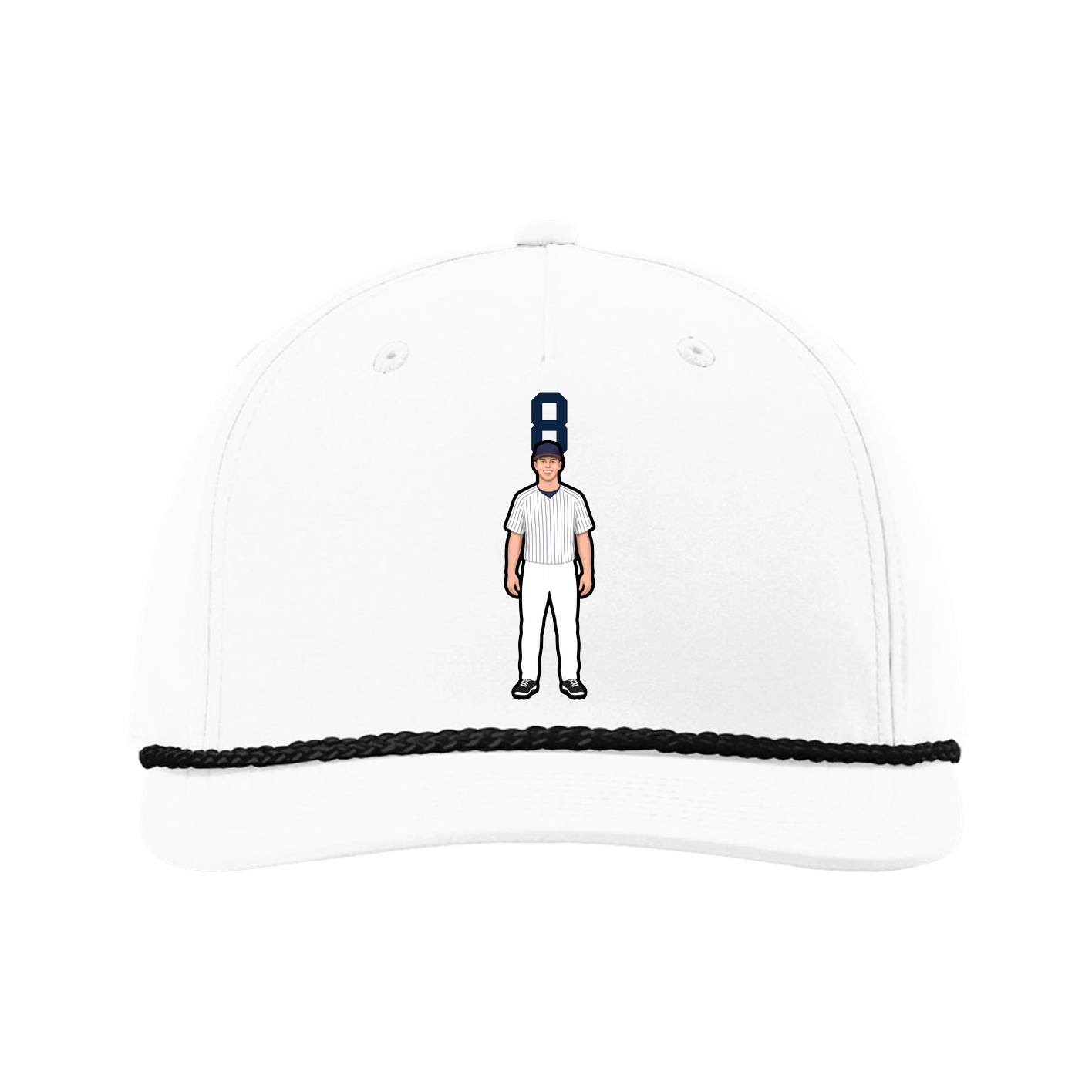 Five-Panel Classic Rope Cap — Number Top in White