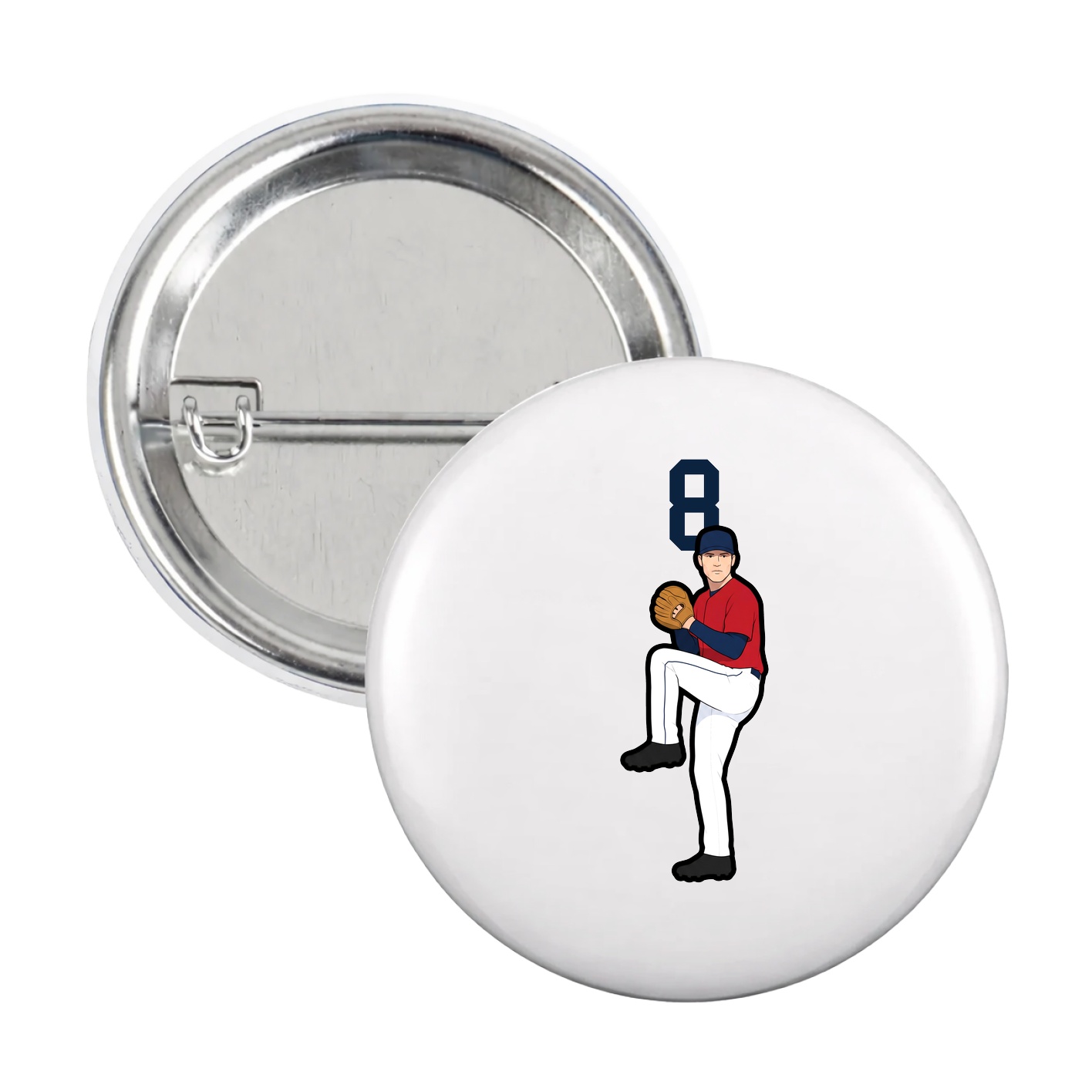 Game Day Button — Number Top in White