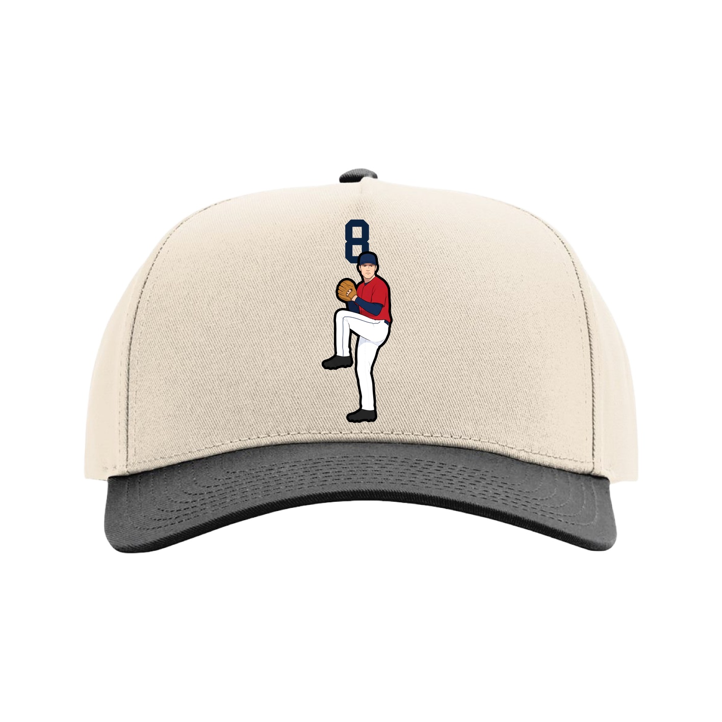 Full Fabric Five-Panel Champ Cap — Number Top in Cream/Black