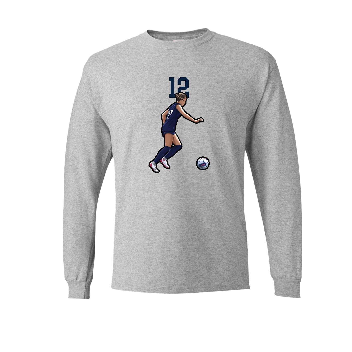 Long Sleeve Tee — Number Top in Grey
