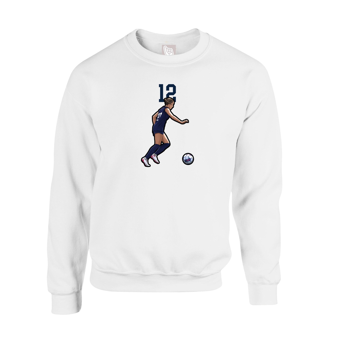 Fleece Crew — Number Top in White