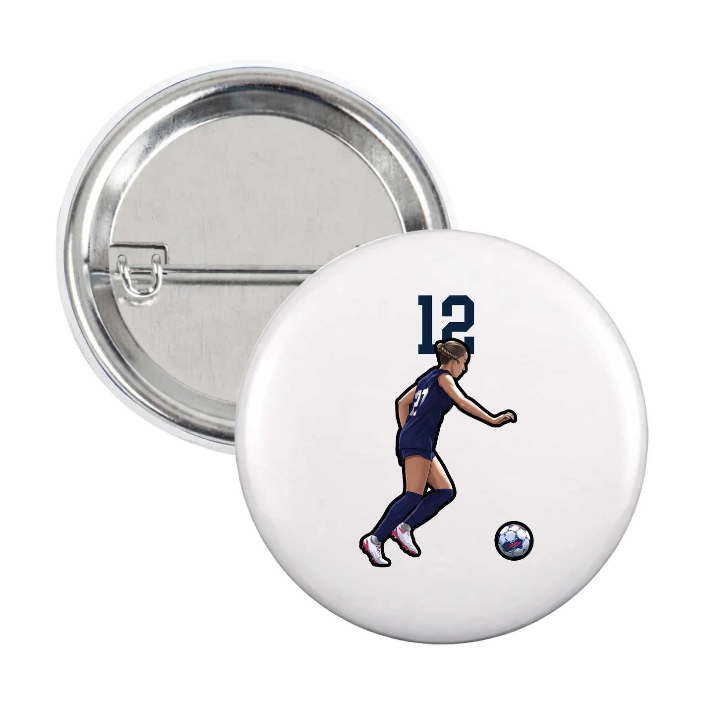 Game Day Button — Number Top in White