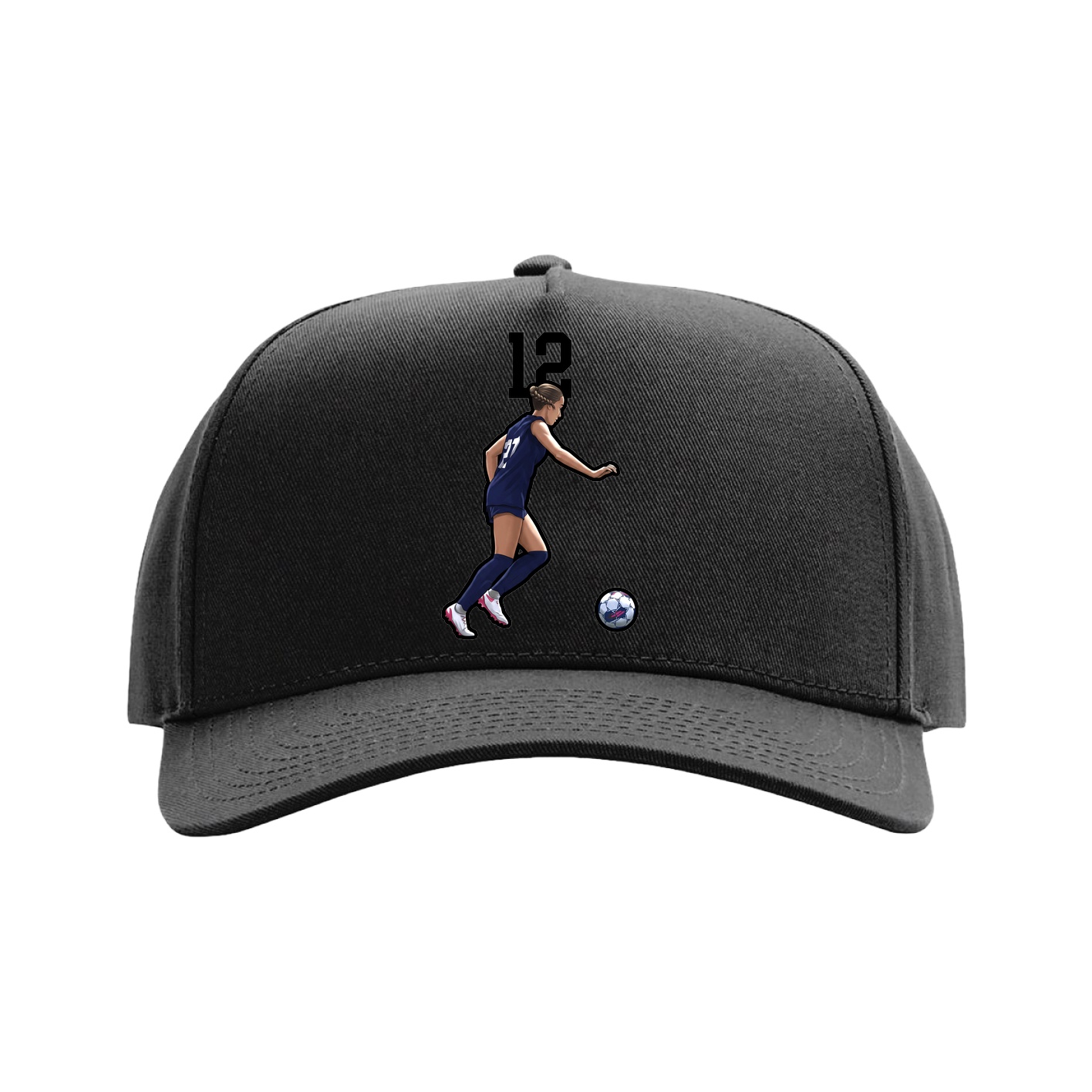 Full Fabric Five-Panel Champ Cap — Number Top in Black