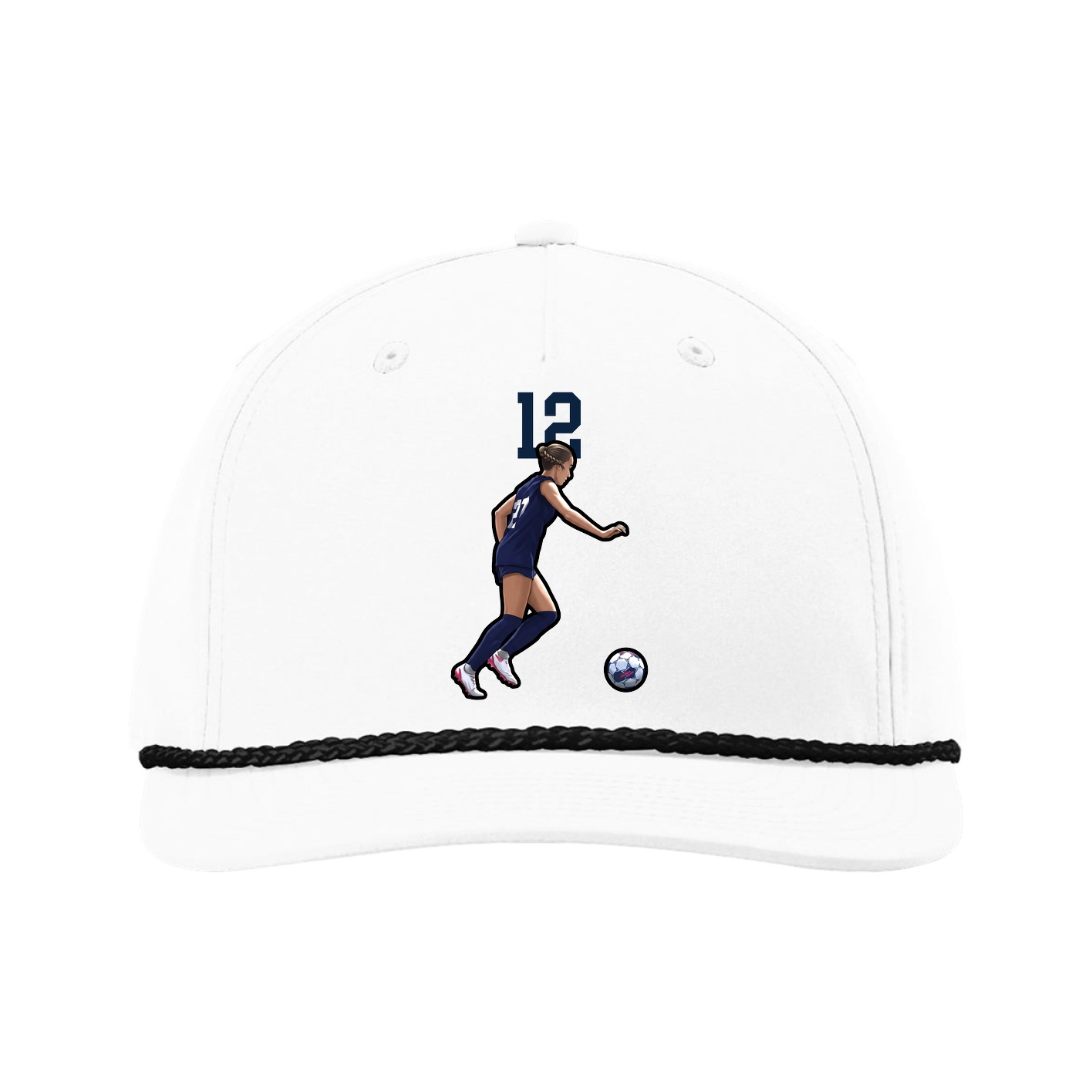 Five-Panel Classic Rope Cap — Number Top in White