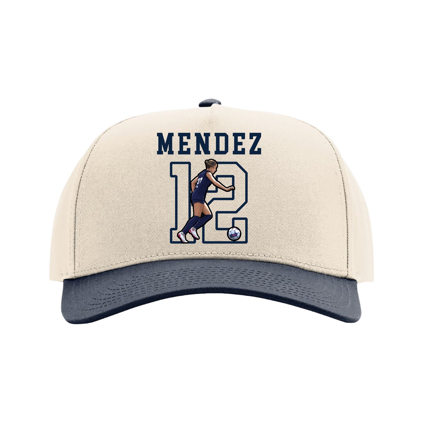 Full Fabric Five-Panel Champ Cap — Shirsey in Cream/Navy