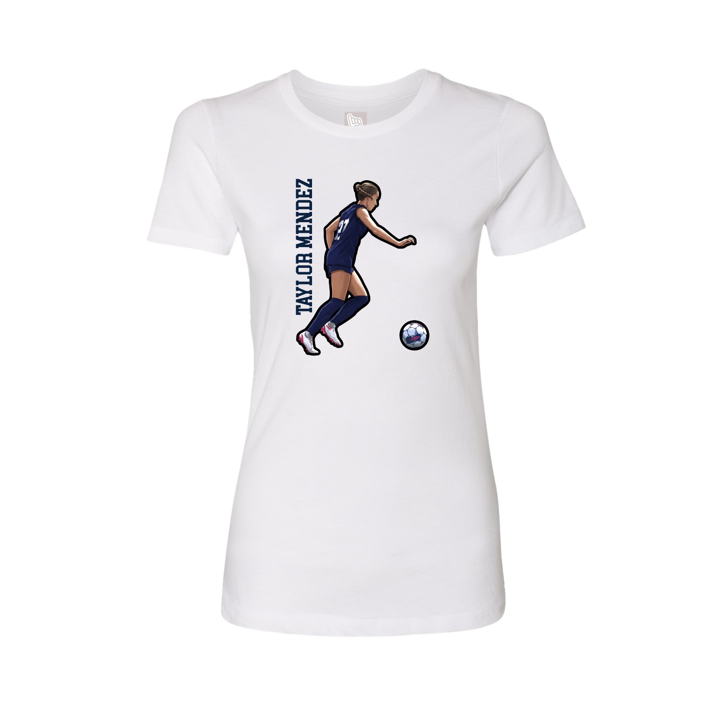 Womens Tee — Name Vertical in White
