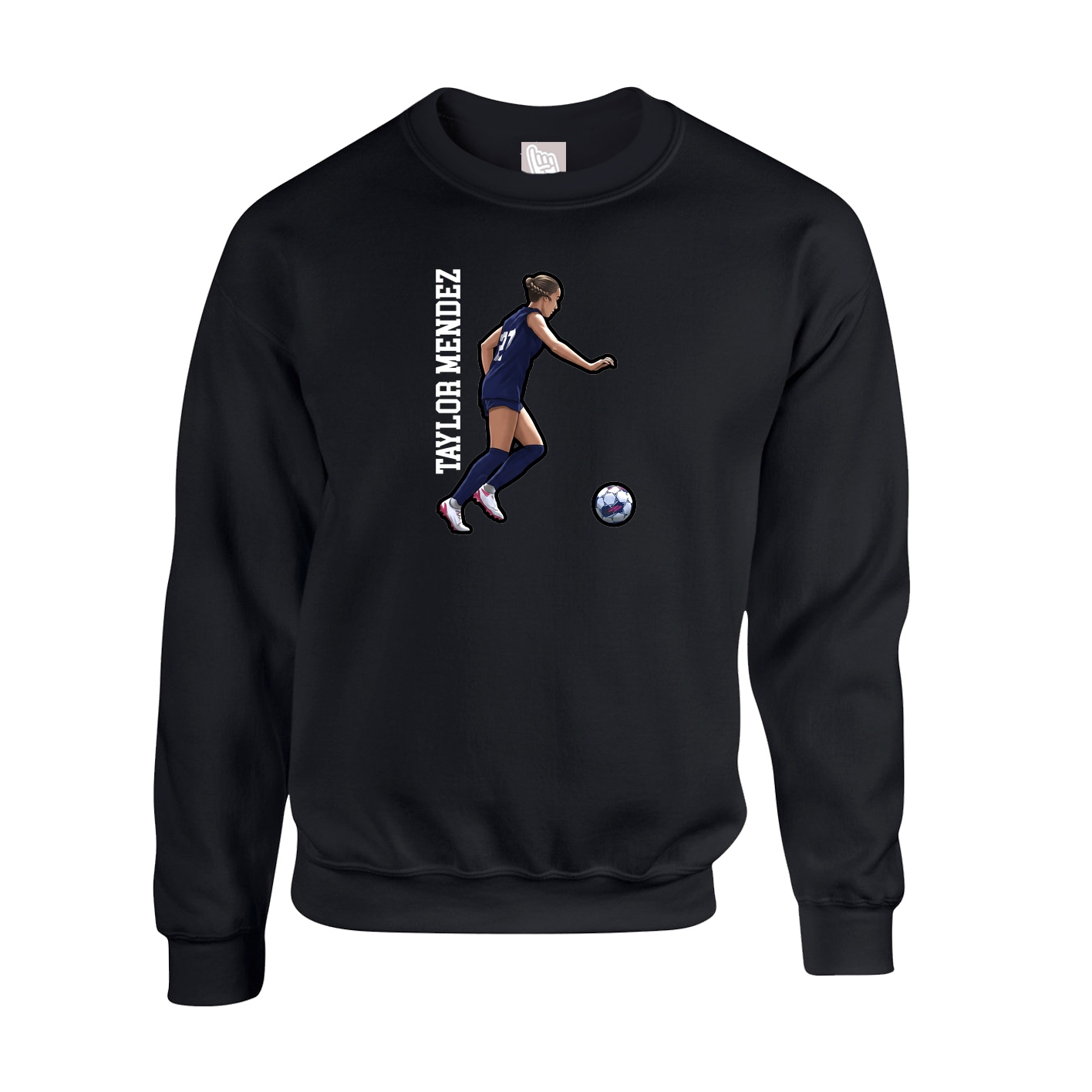 Fleece Crew — Name Vertical in Black