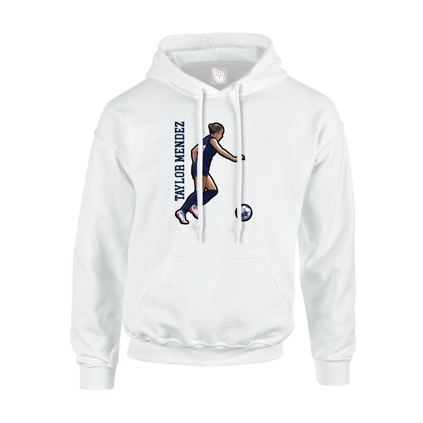 Youth Hoodie — Name Vertical in White