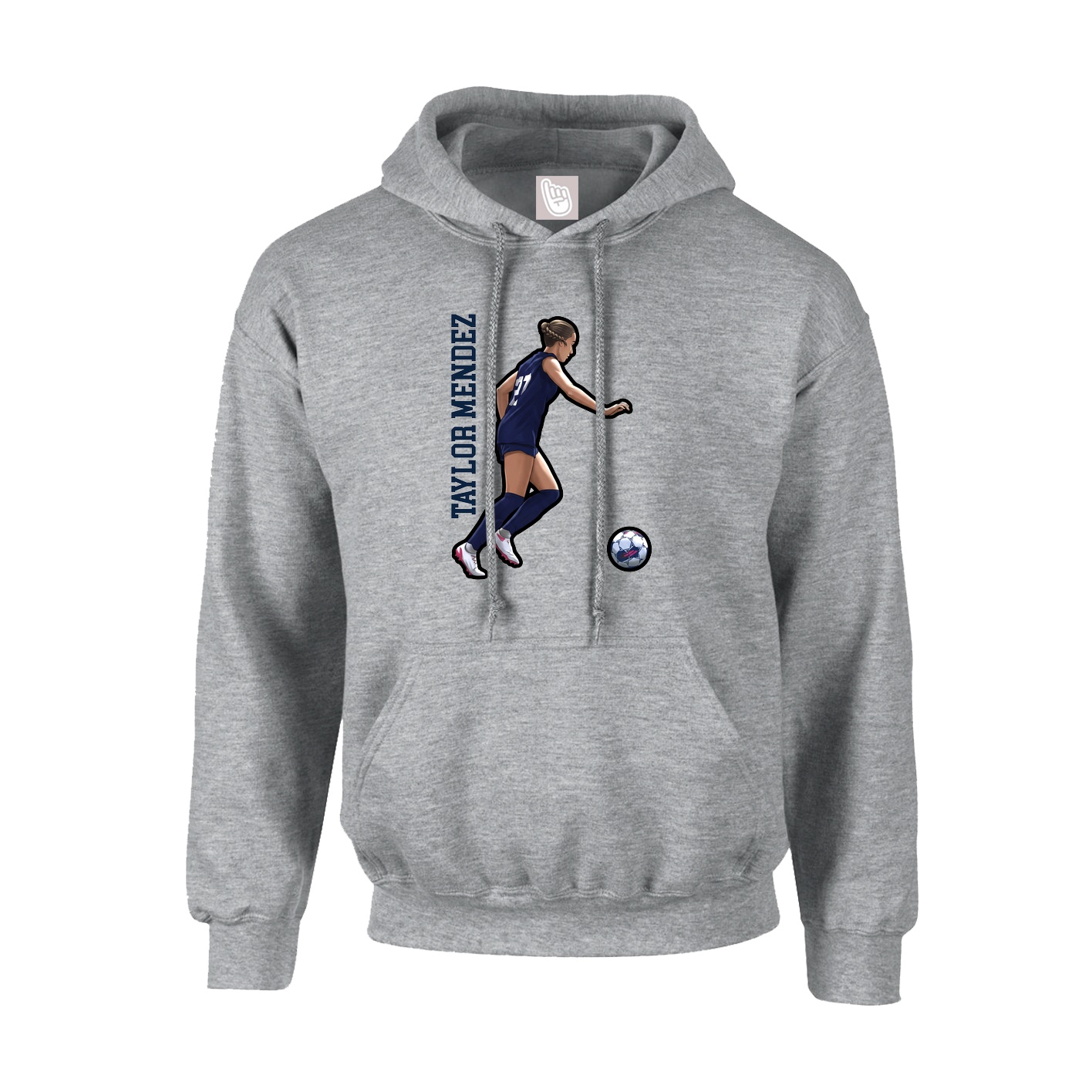 Youth Hoodie — Name Vertical in Grey